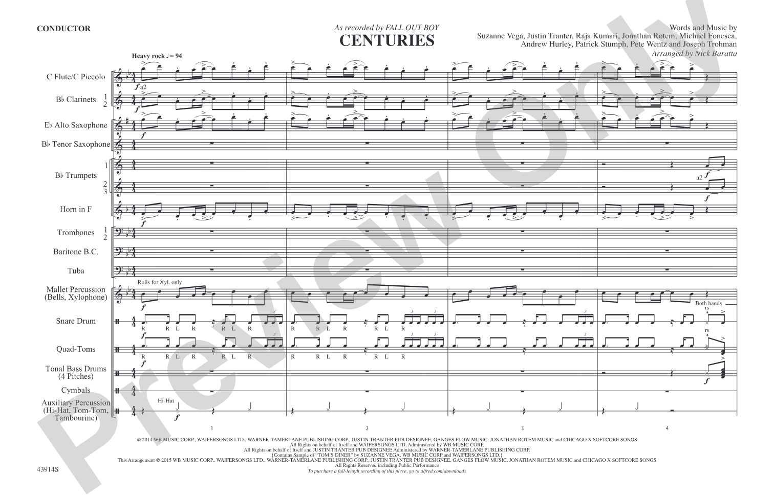 Centuries: Marching Band Conductor Score & Parts