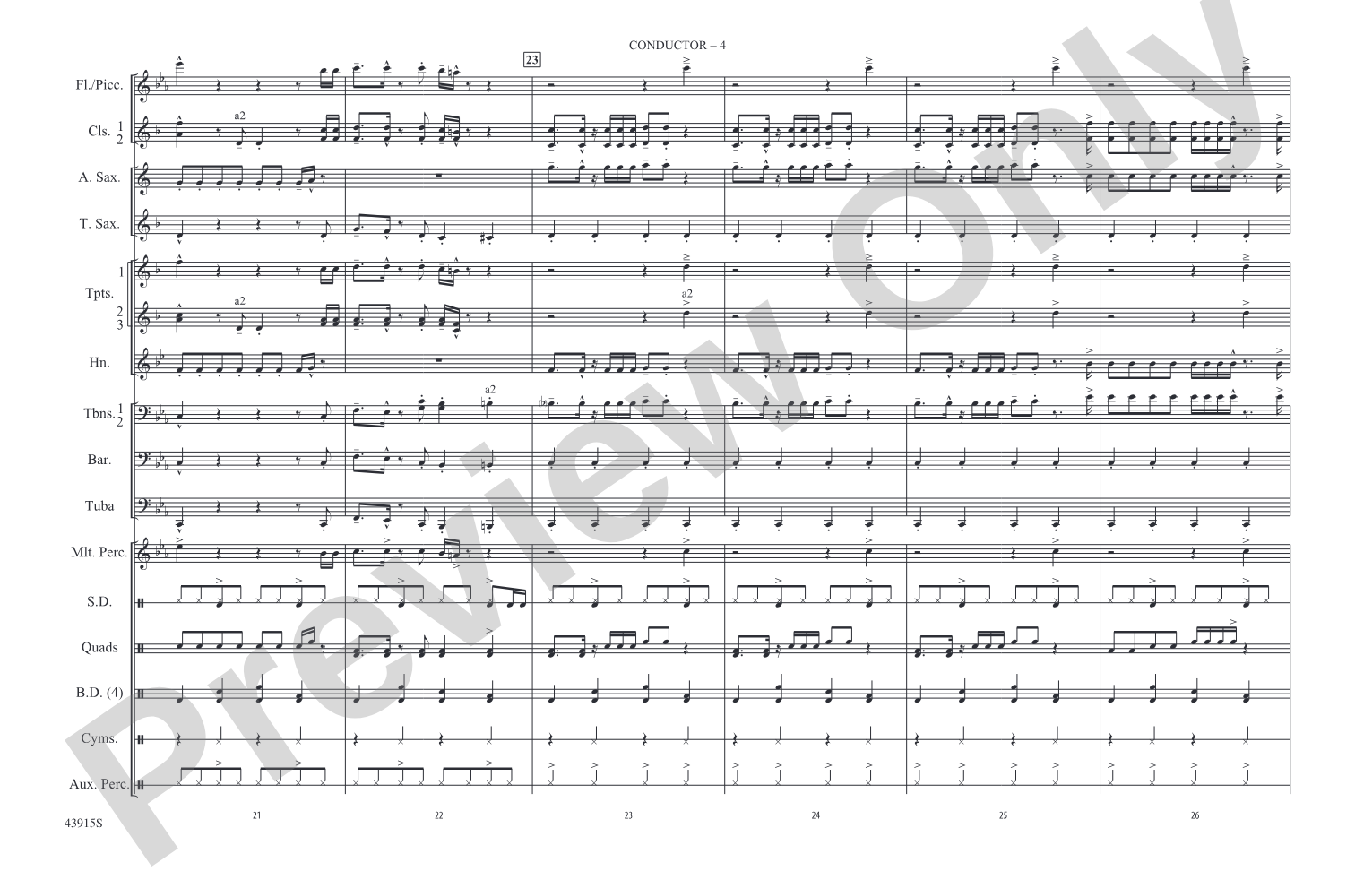 Uptown Funk: Marching Band Conductor Score & Parts
