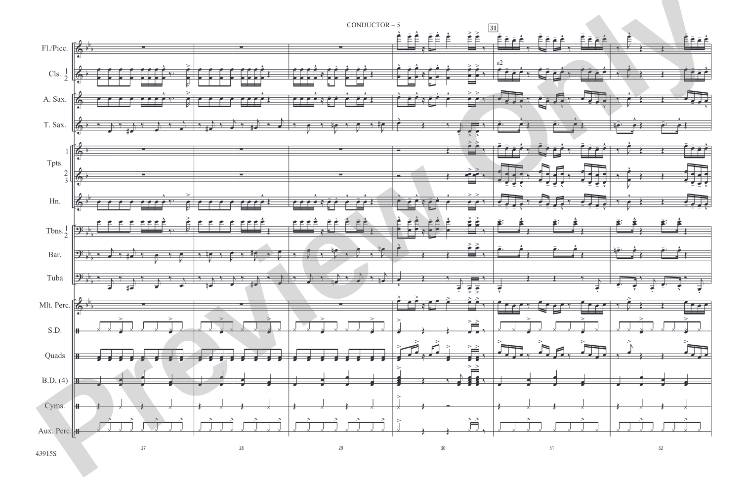 Uptown Funk: Marching Band Conductor Score & Parts