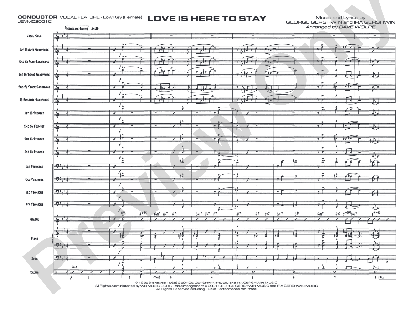 Love Is Here to Stay: Vocal Solo with Jazz Ensemble Conductor Score & Parts