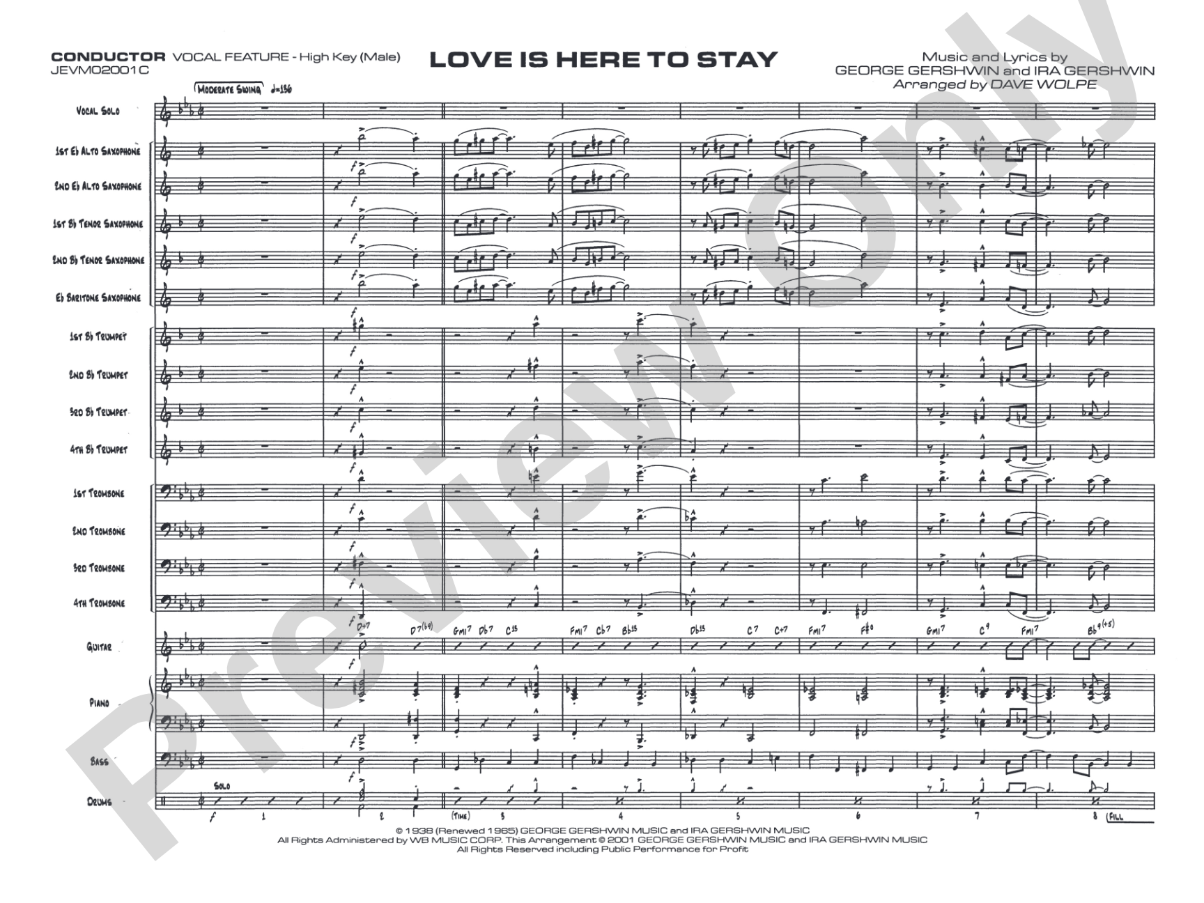 Love Is Here to Stay: Vocal Solo with Jazz Ensemble Conductor Score & Parts
