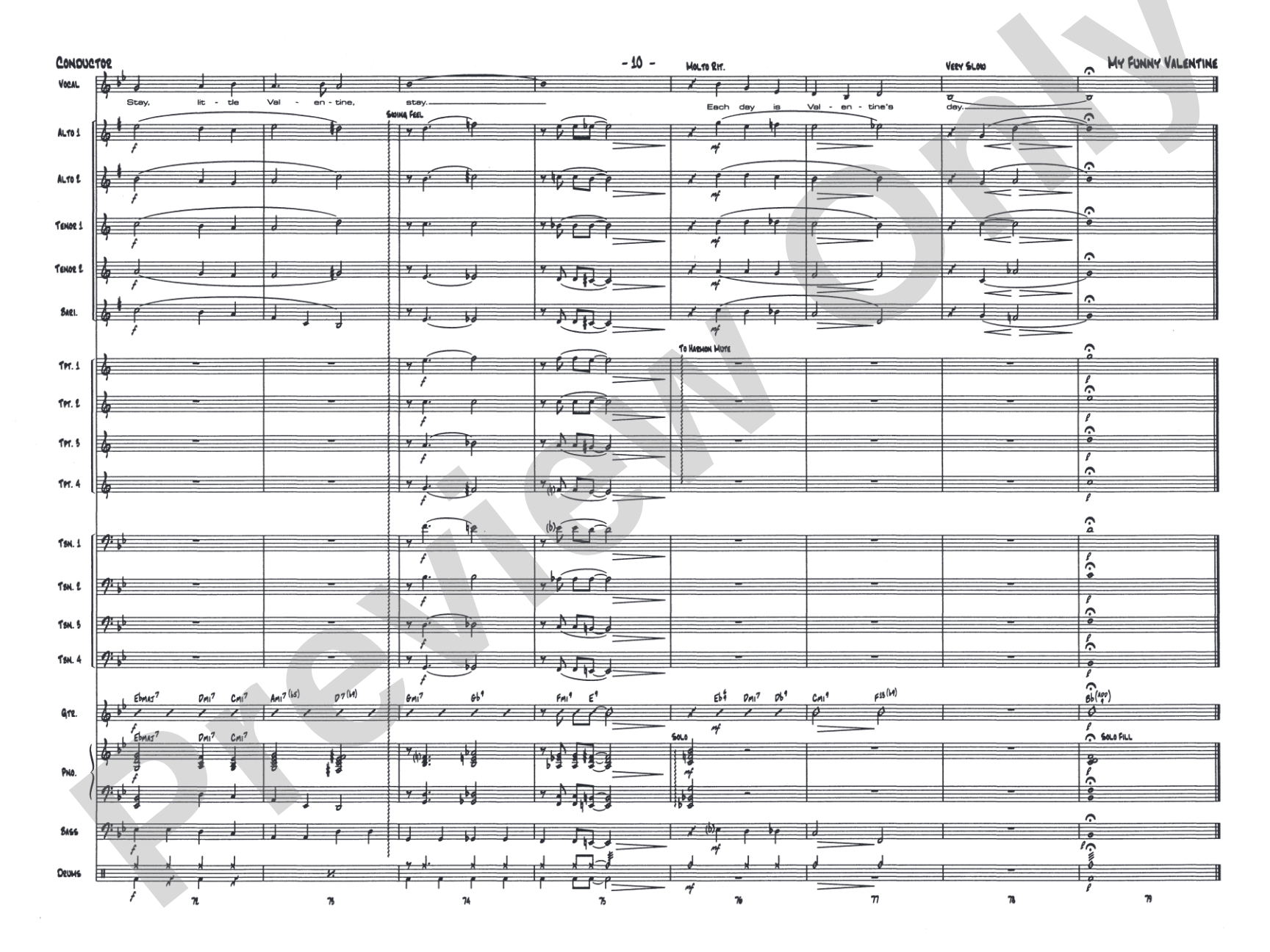 My Funny Valentine: Vocal Solo with Jazz Ensemble Conductor Score & Parts