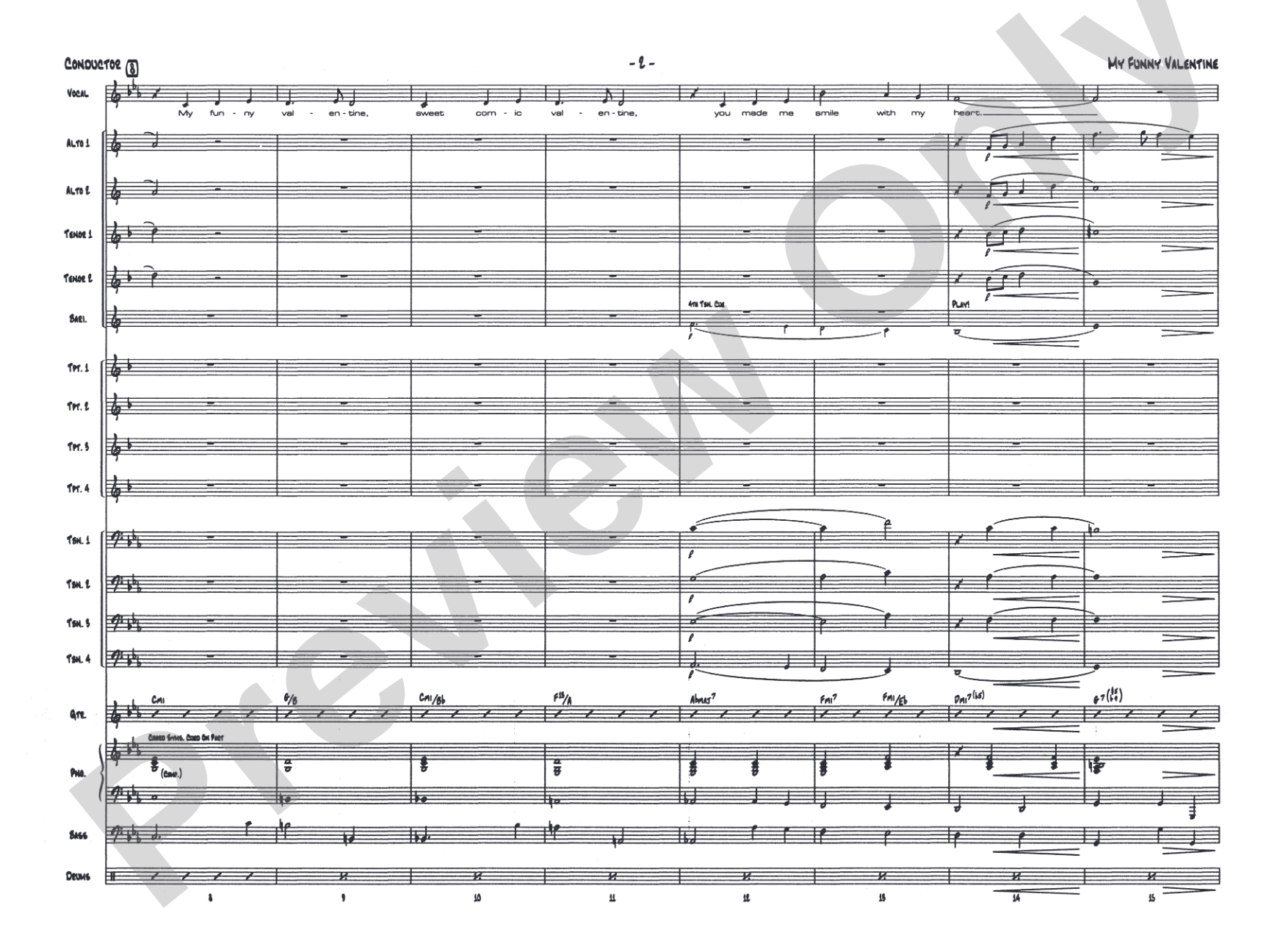 My Funny Valentine: Vocal Solo with Jazz Ensemble Conductor Score & Parts