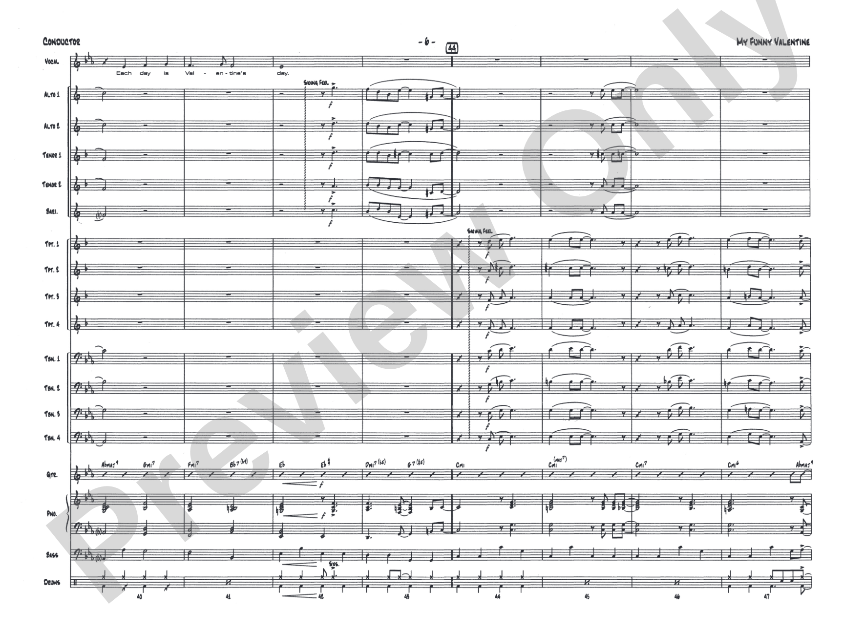 My Funny Valentine: Vocal Solo with Jazz Ensemble Conductor Score & Parts