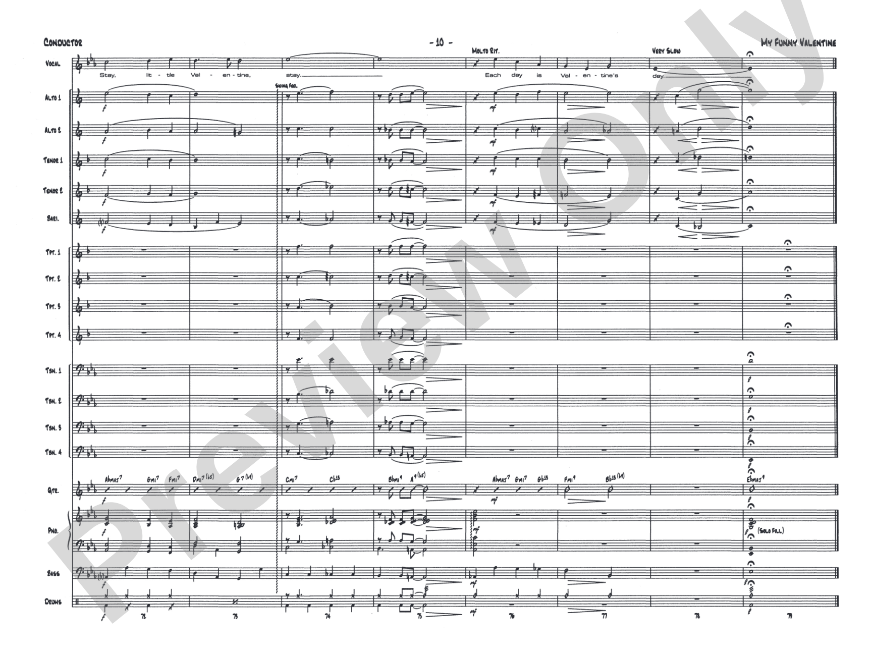 My Funny Valentine: Vocal Solo with Jazz Ensemble Conductor Score & Parts