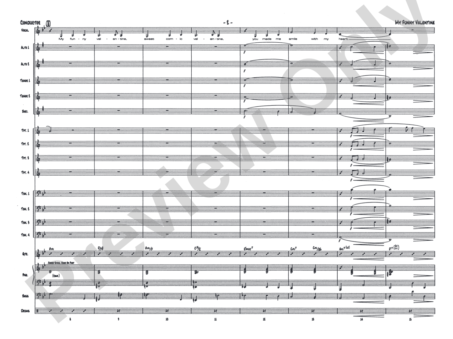 My Funny Valentine: Vocal Solo with Jazz Ensemble Conductor Score & Parts