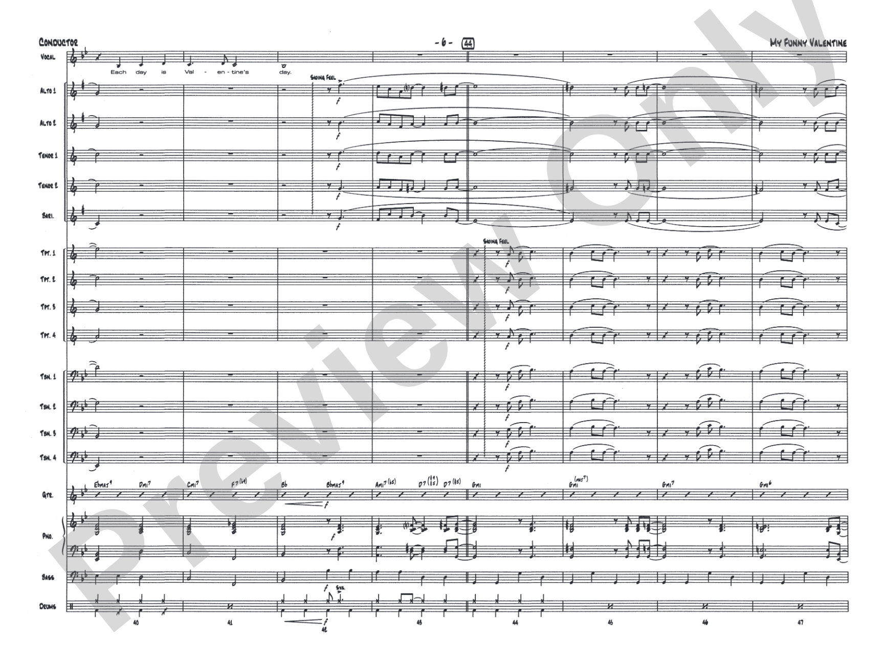 My Funny Valentine: Vocal Solo with Jazz Ensemble Conductor Score & Parts