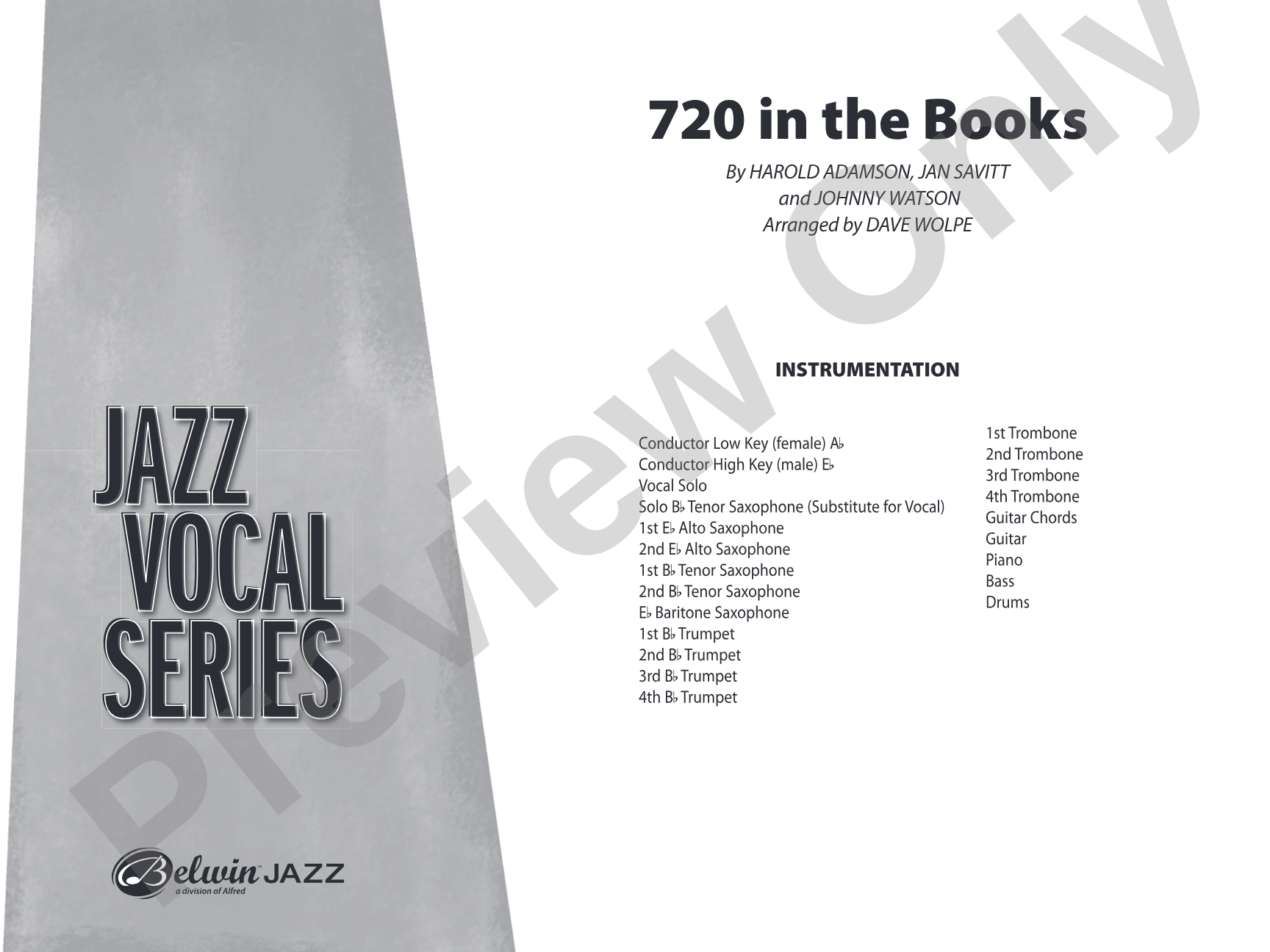 720 in the Books: Vocal Solo with Jazz Ensemble Conductor Score & Parts