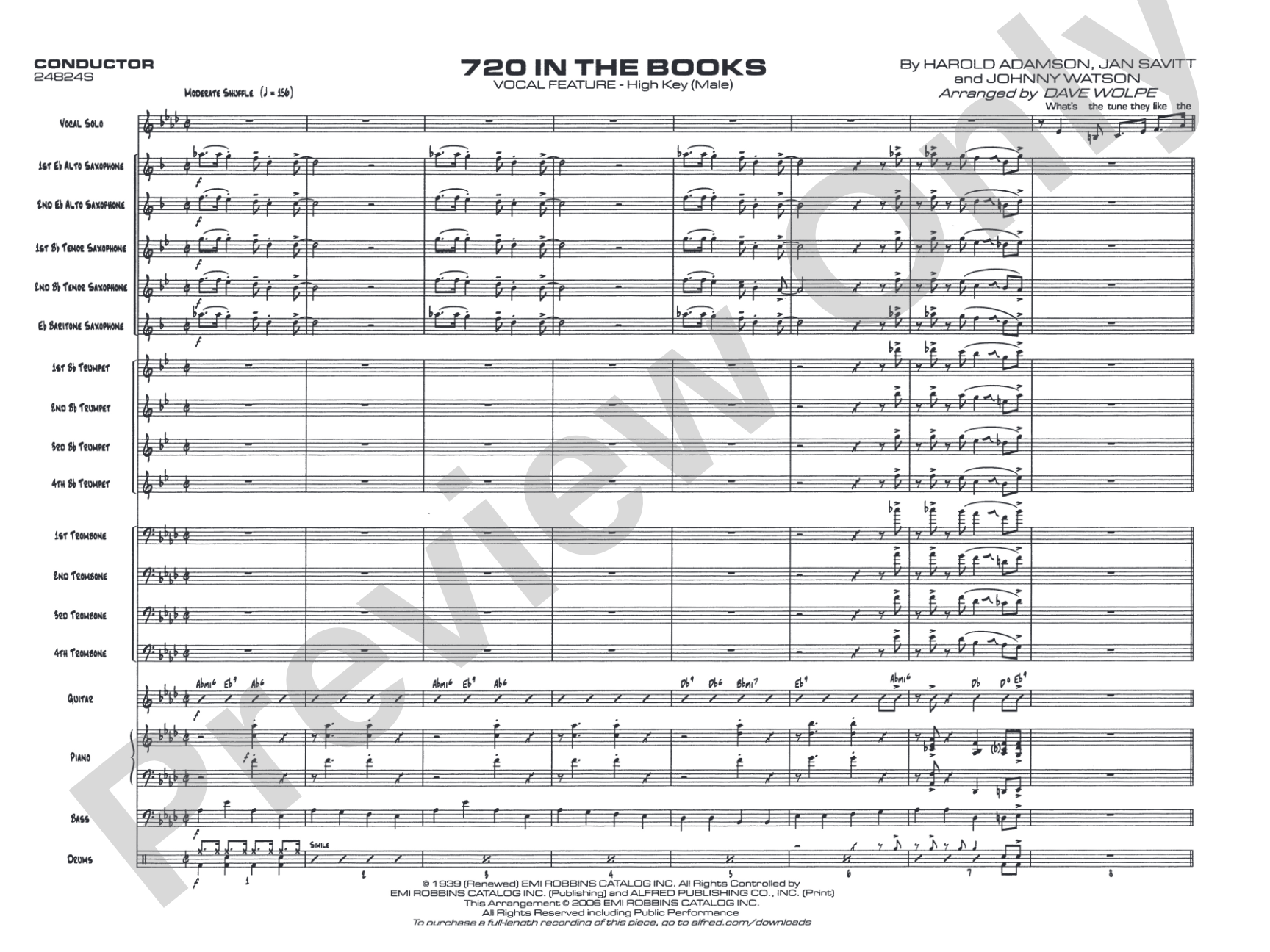 720 in the Books: Vocal Solo with Jazz Ensemble Conductor Score & Parts