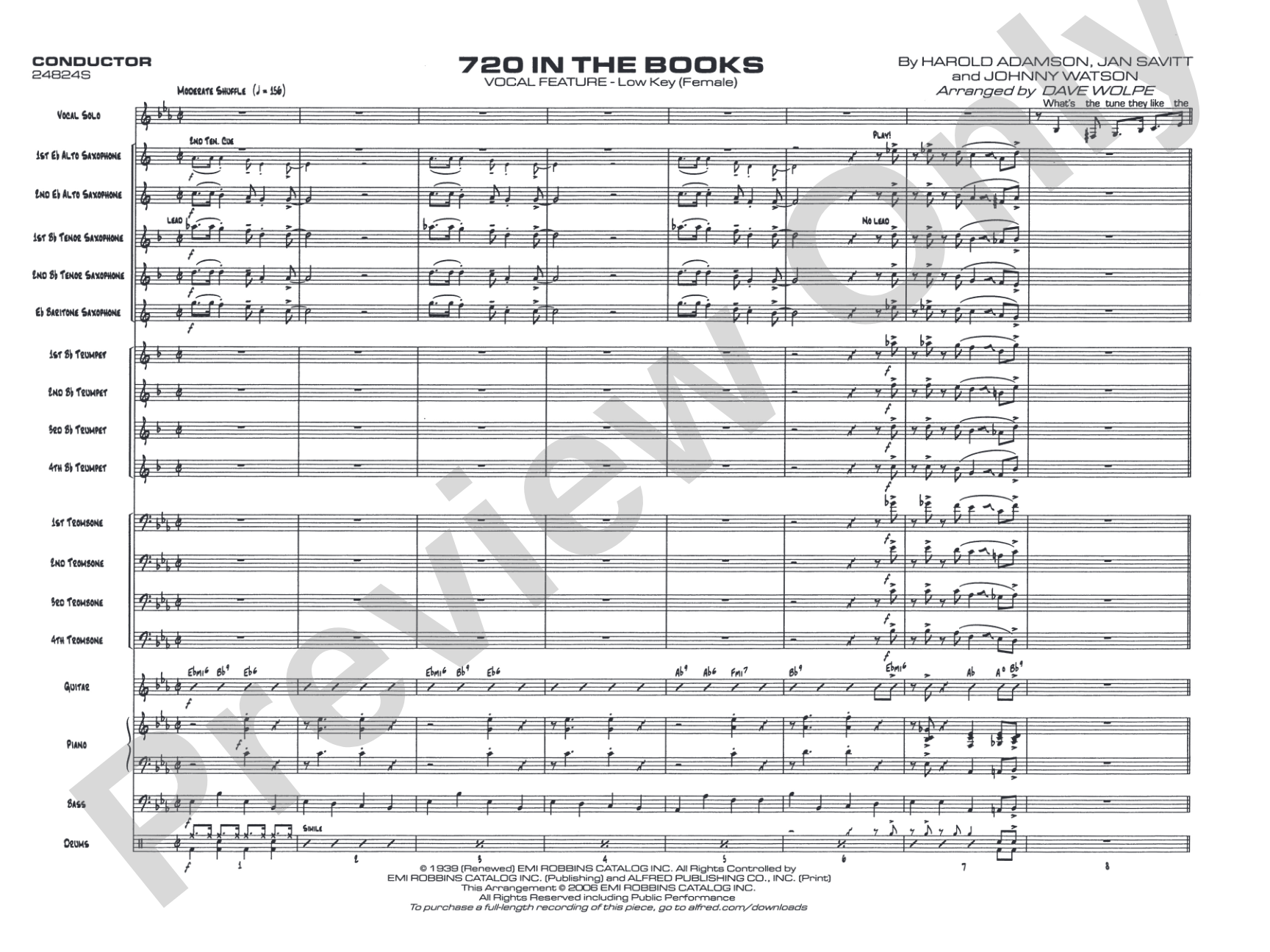 720 in the Books: Vocal Solo with Jazz Ensemble Conductor Score & Parts
