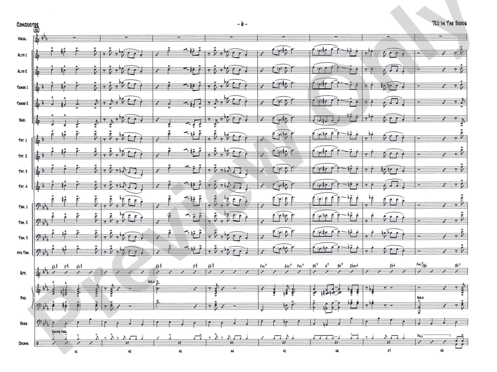 720 in the Books: Vocal Solo with Jazz Ensemble Conductor Score & Parts
