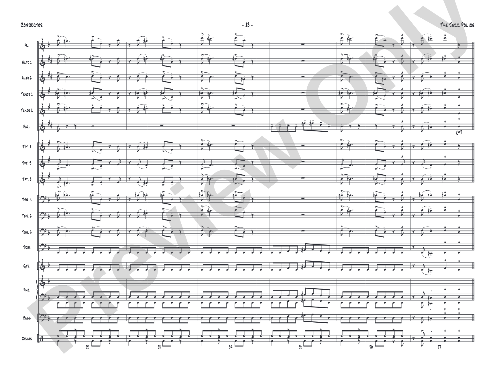 The Jazz Police: Jazz Ensemble Conductor Score & Parts