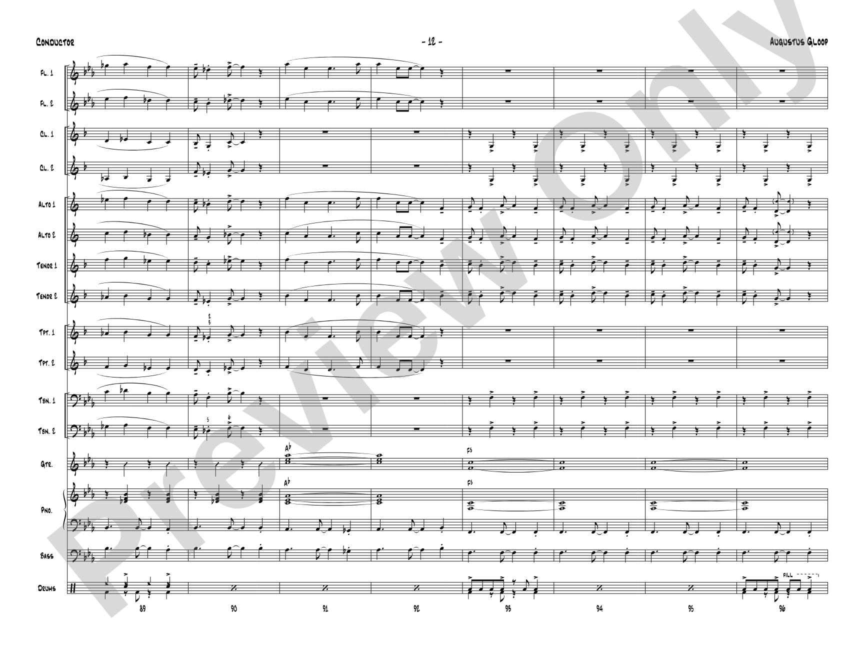 Augustus Gloop: Jazz Ensemble Conductor Score & Parts