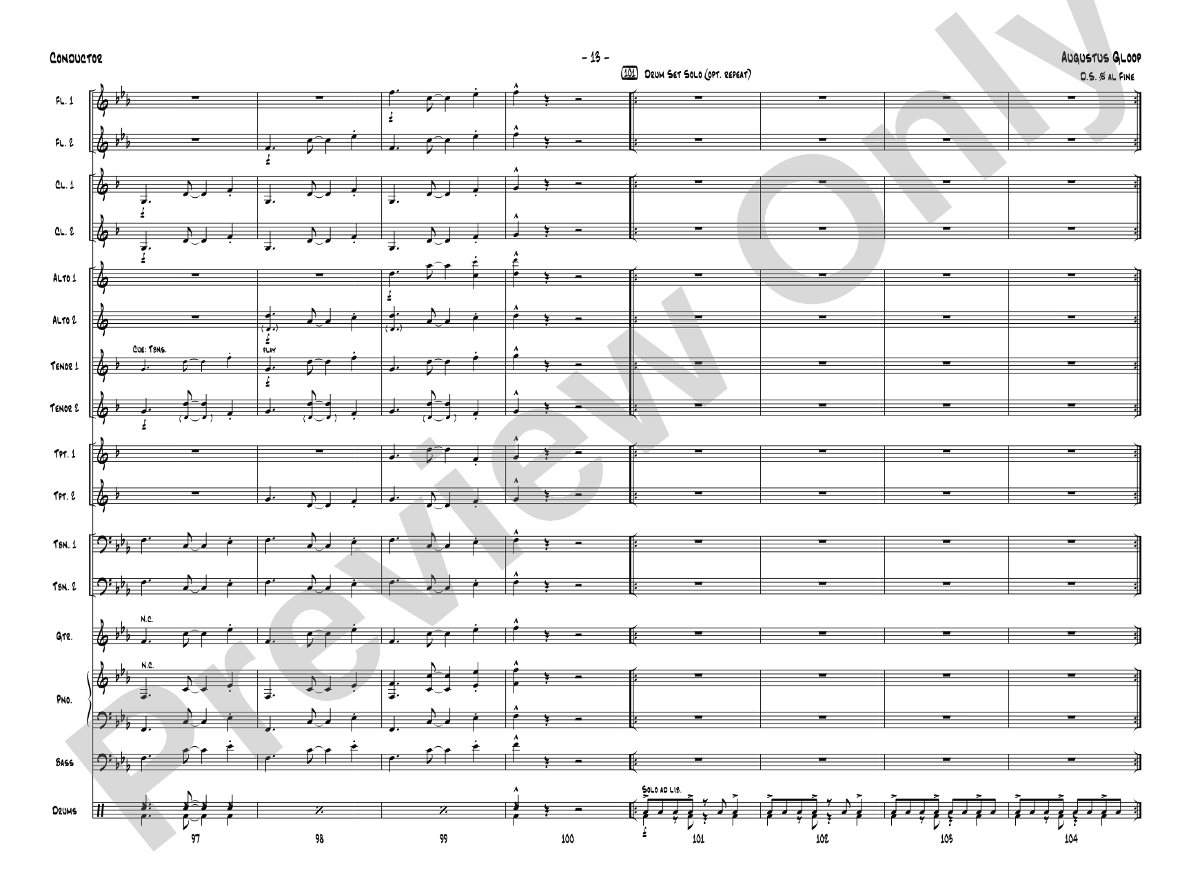 Augustus Gloop: Jazz Ensemble Conductor Score & Parts