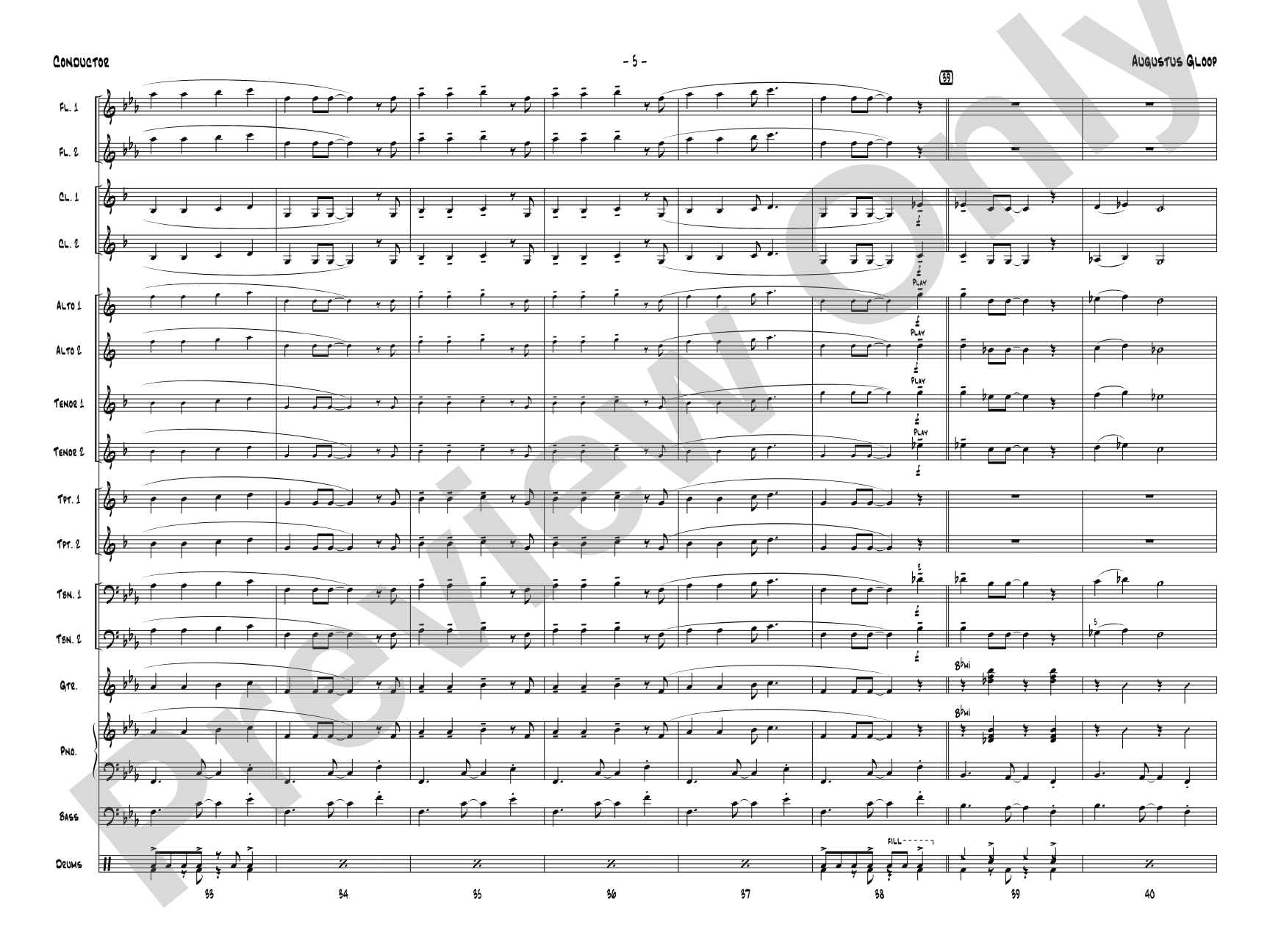 Augustus Gloop: Jazz Ensemble Conductor Score & Parts
