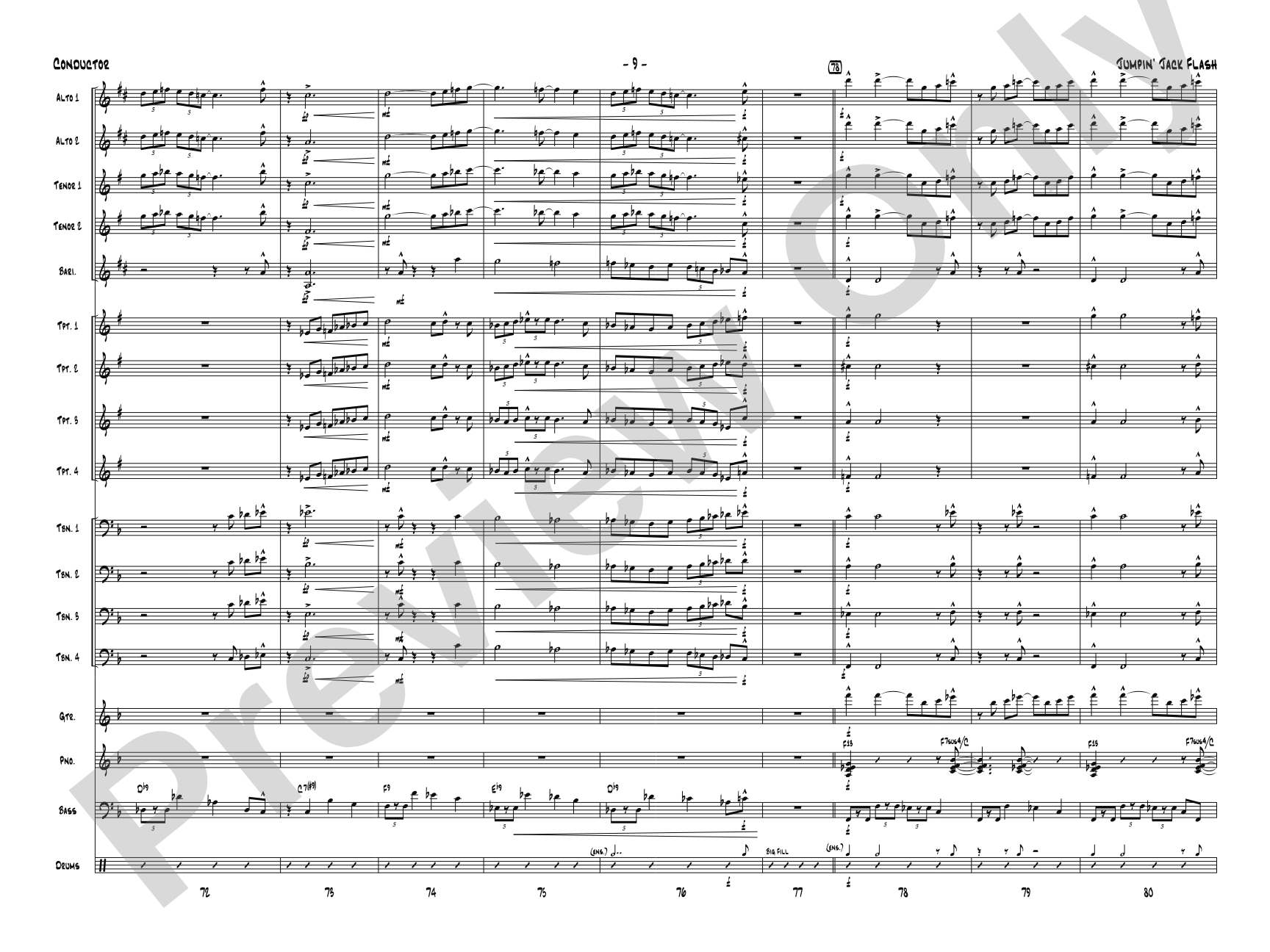 Jumpin' Jack Flash: Jazz Ensemble Conductor Score & Parts