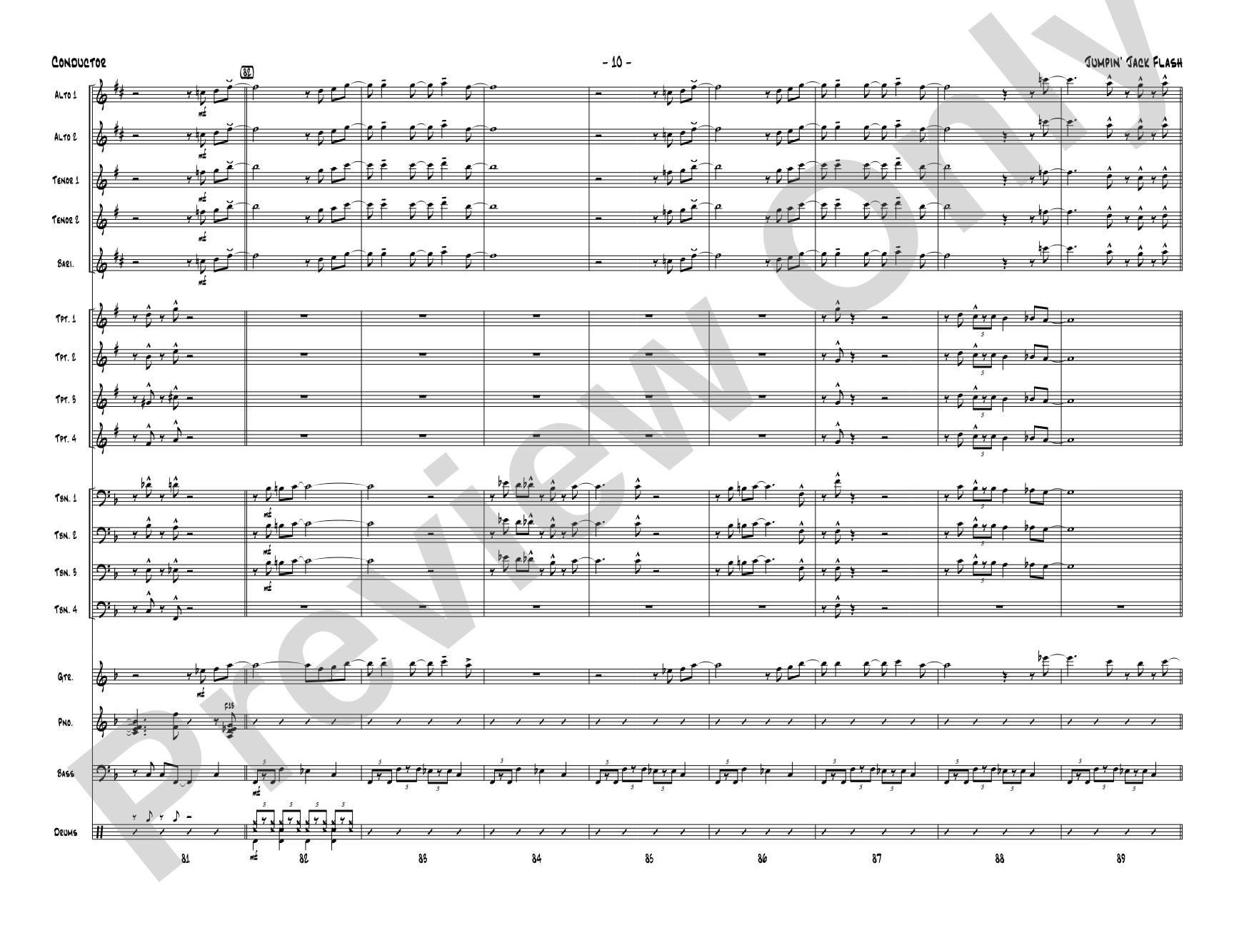 Jumpin' Jack Flash: Jazz Ensemble Conductor Score & Parts