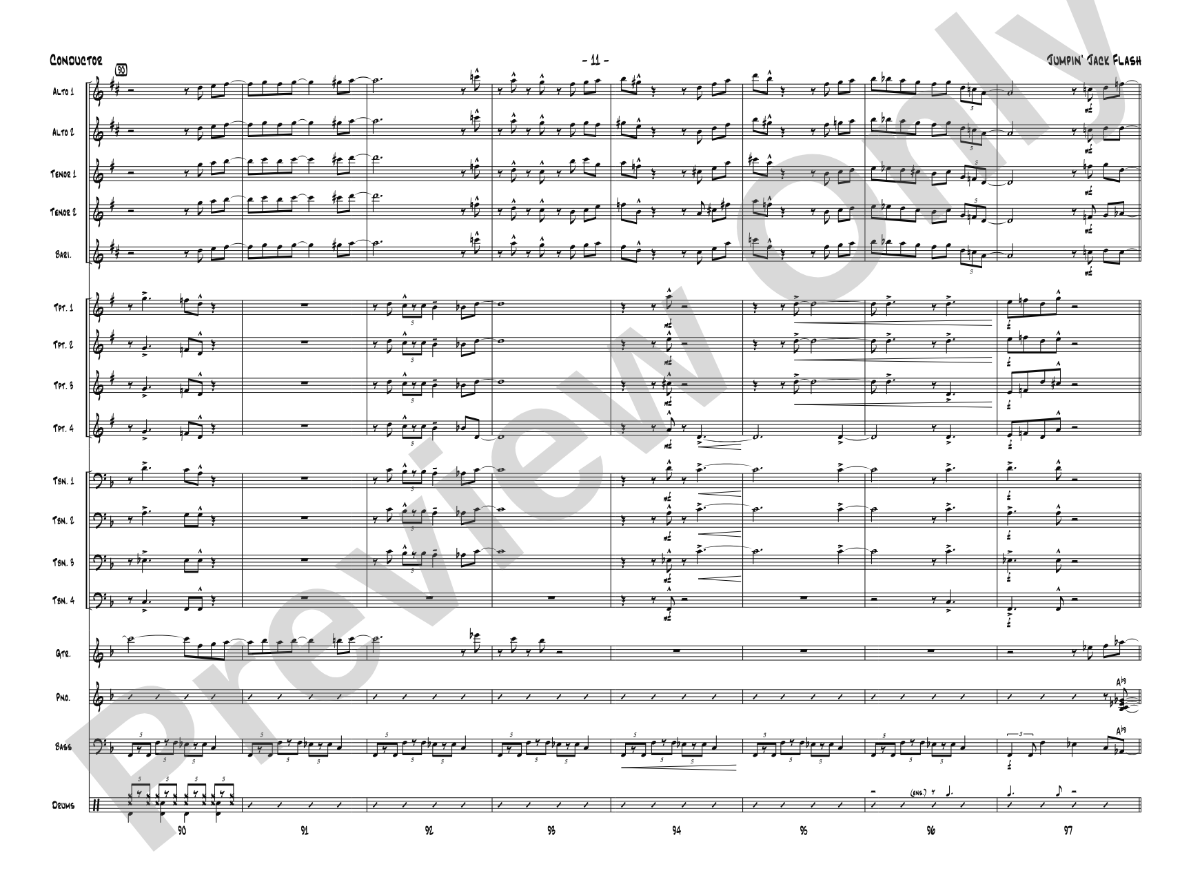 Jumpin' Jack Flash: Jazz Ensemble Conductor Score & Parts