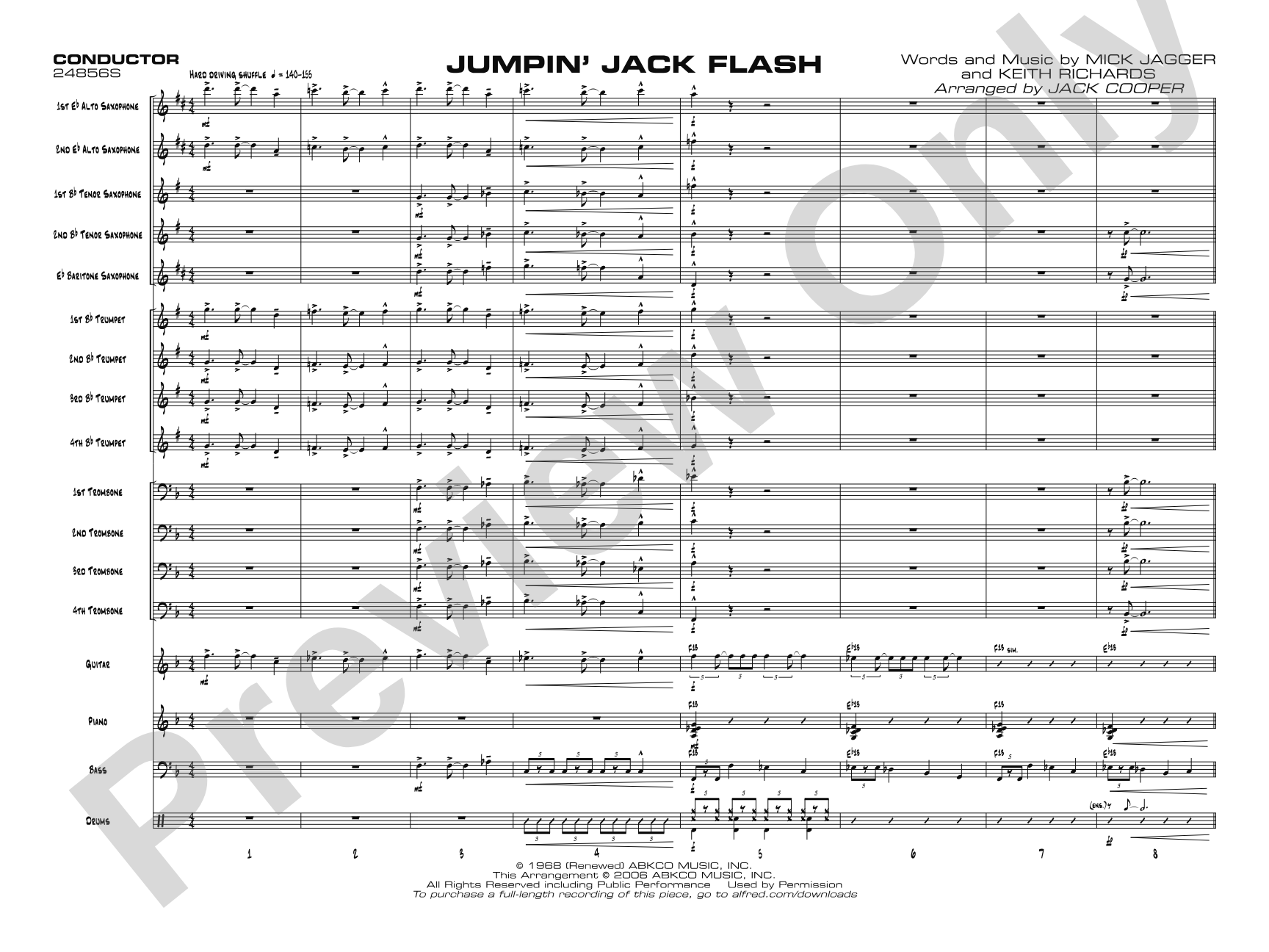 Jumpin' Jack Flash: Jazz Ensemble Conductor Score & Parts