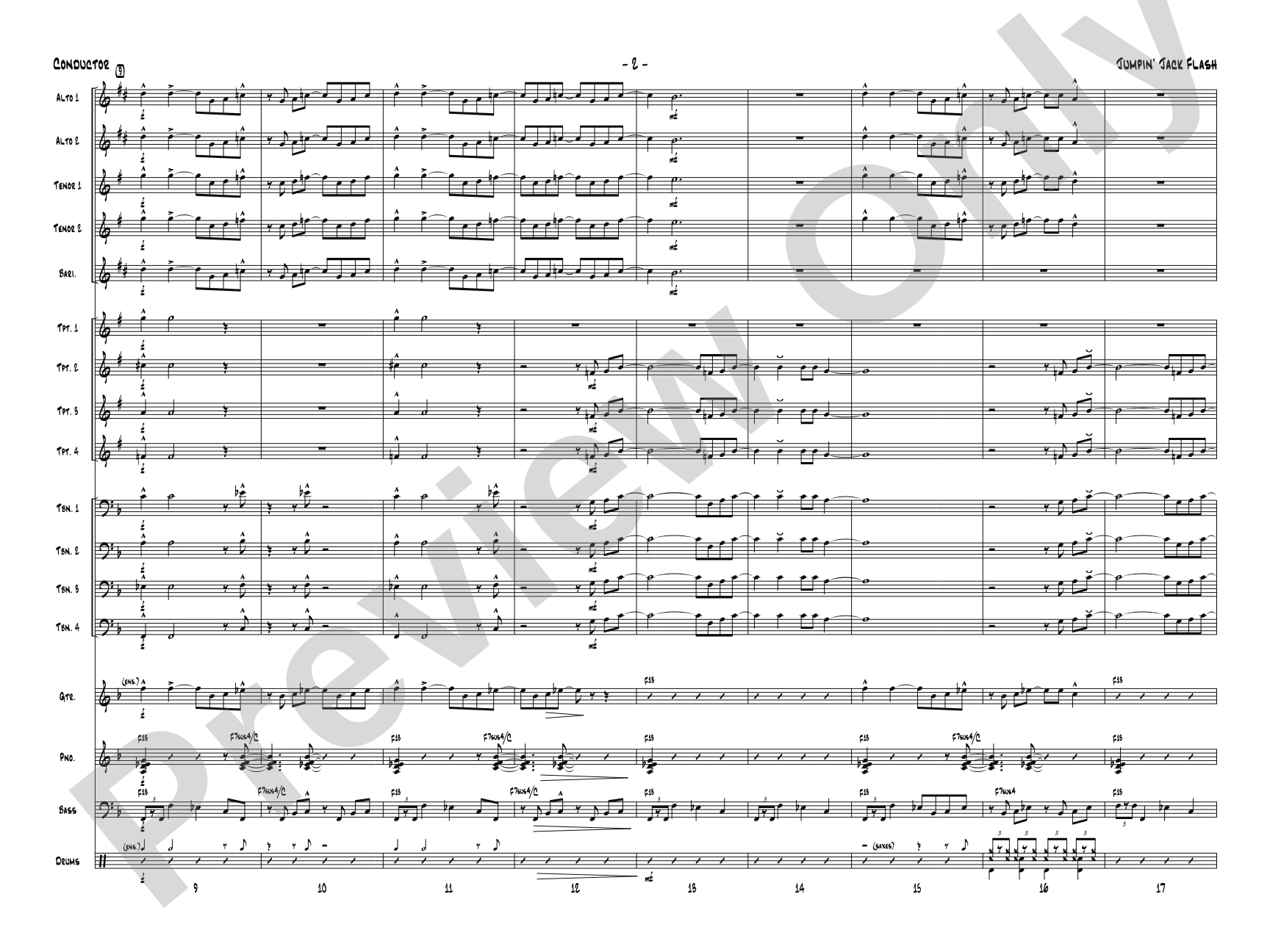 Jumpin' Jack Flash: Jazz Ensemble Conductor Score & Parts
