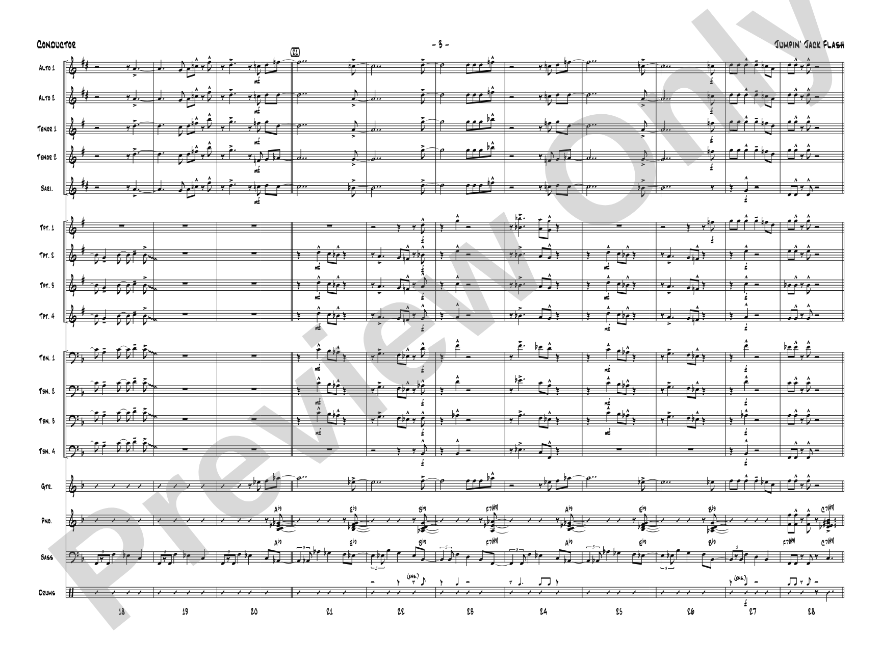 Jumpin' Jack Flash: Jazz Ensemble Conductor Score & Parts