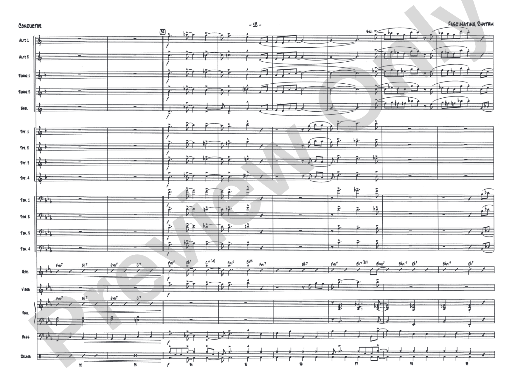 Fascinating Rhythm: Jazz Ensemble Conductor Score & Parts