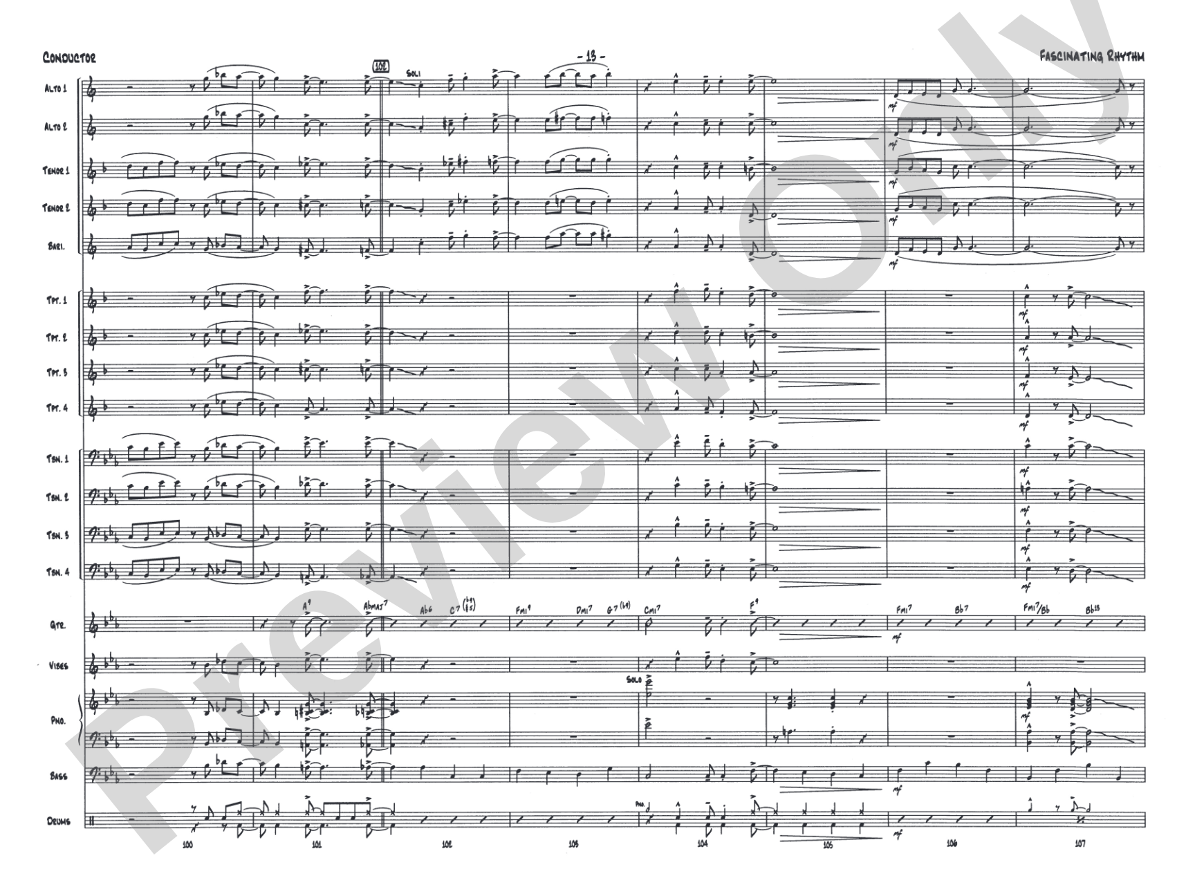 Fascinating Rhythm: Jazz Ensemble Conductor Score & Parts
