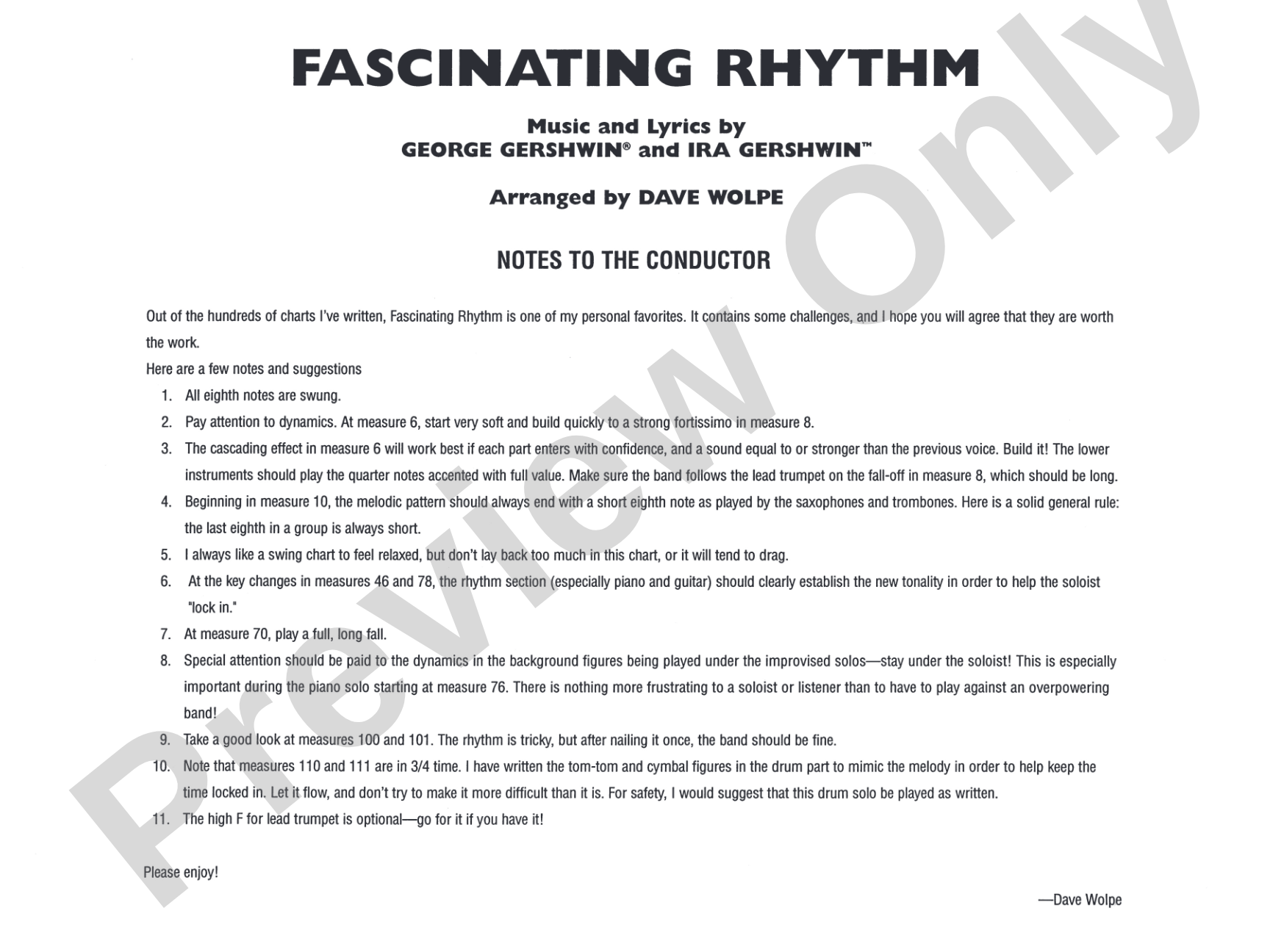 Fascinating Rhythm: Jazz Ensemble Conductor Score & Parts