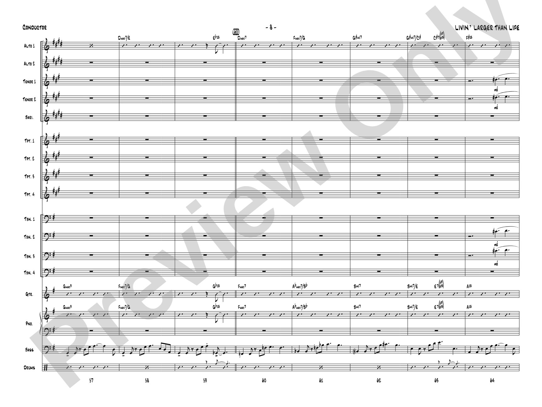 Livin' Larger Than Life: Jazz Ensemble Conductor Score & Parts