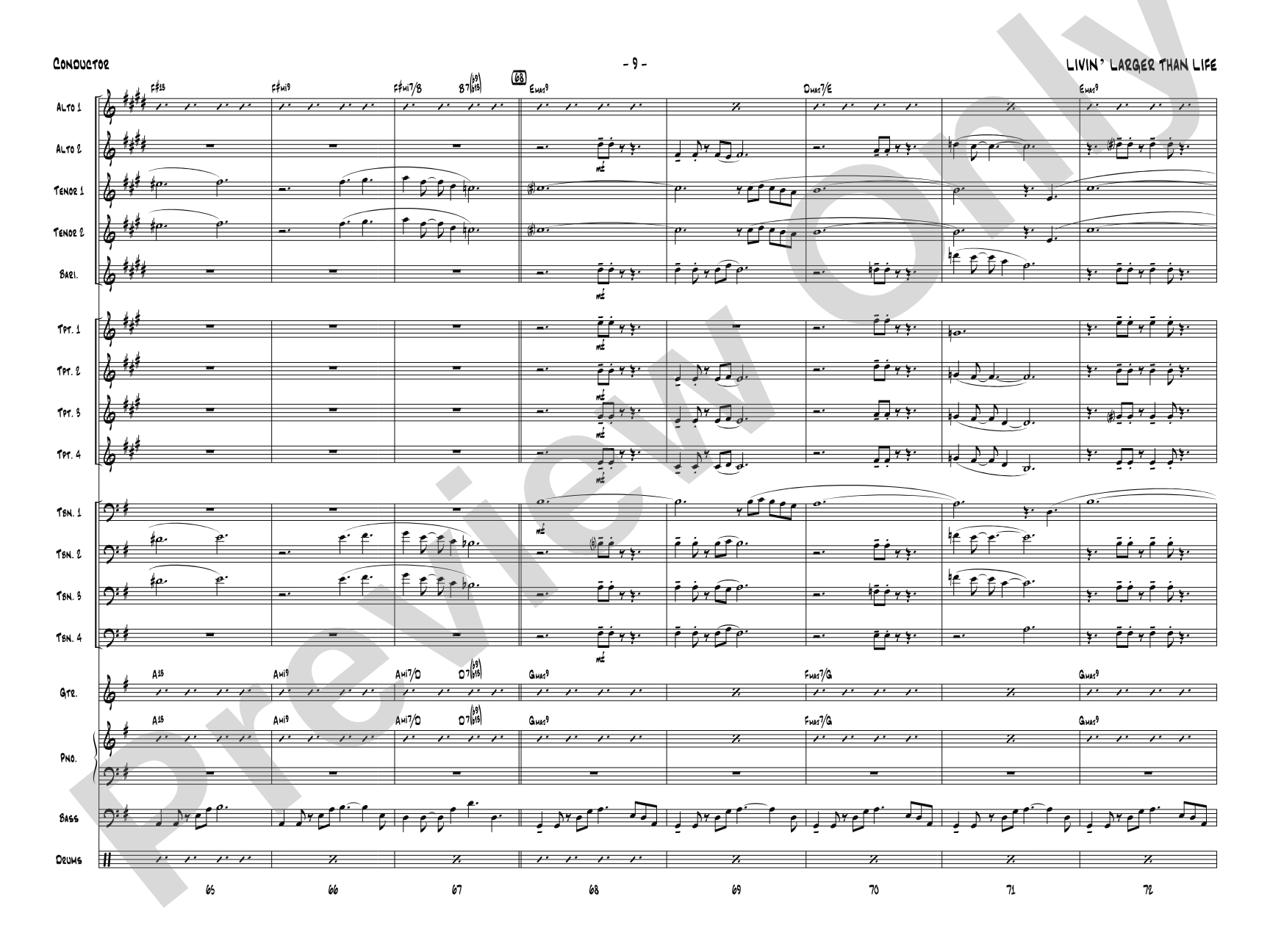 Livin' Larger Than Life: Jazz Ensemble Conductor Score & Parts