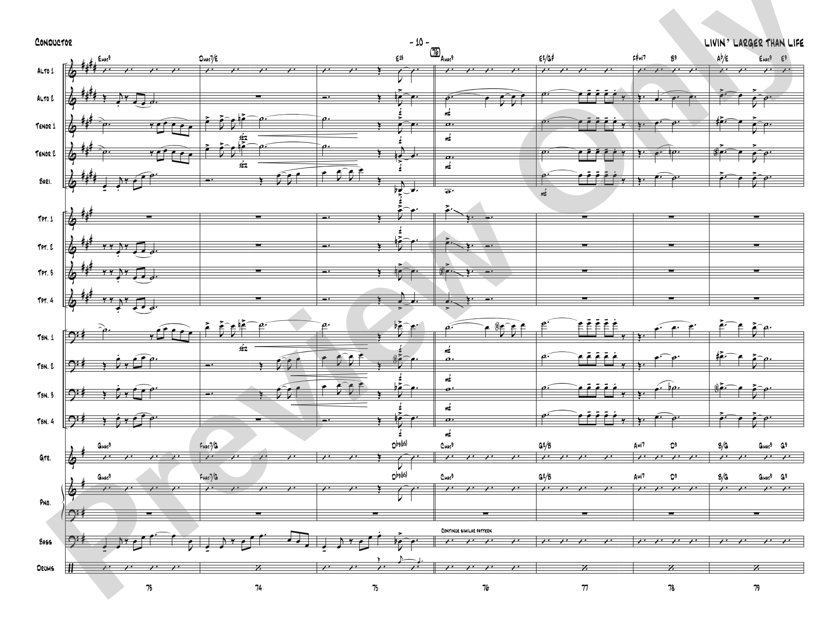 Livin' Larger Than Life: Jazz Ensemble Conductor Score & Parts