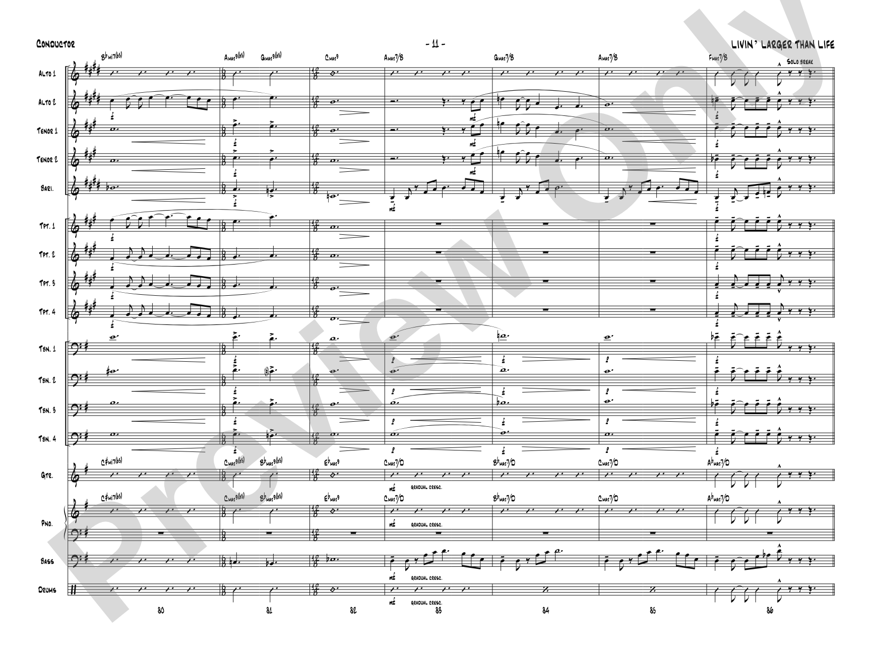 Livin' Larger Than Life: Jazz Ensemble Conductor Score & Parts