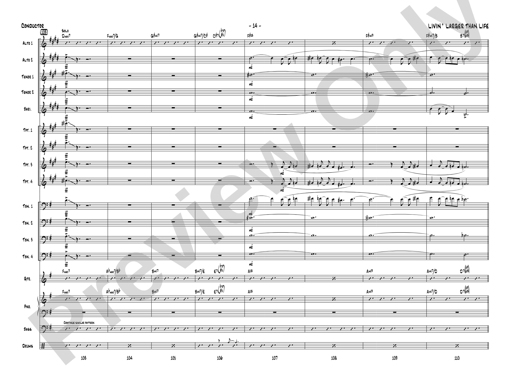 Livin' Larger Than Life: Jazz Ensemble Conductor Score & Parts