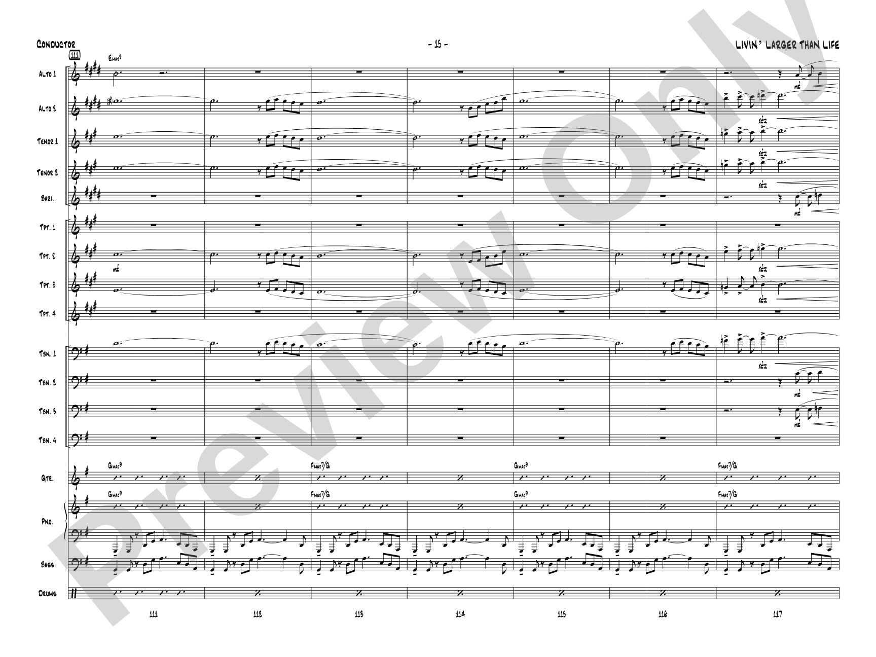 Livin' Larger Than Life: Jazz Ensemble Conductor Score & Parts