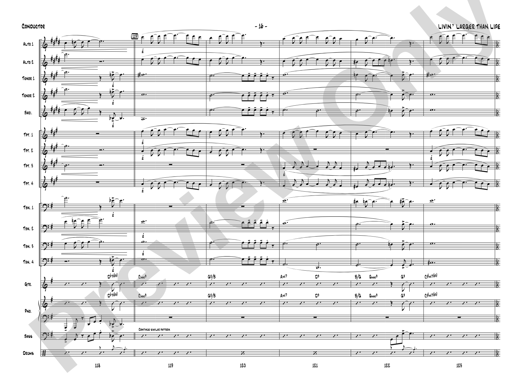 Livin' Larger Than Life: Jazz Ensemble Conductor Score & Parts