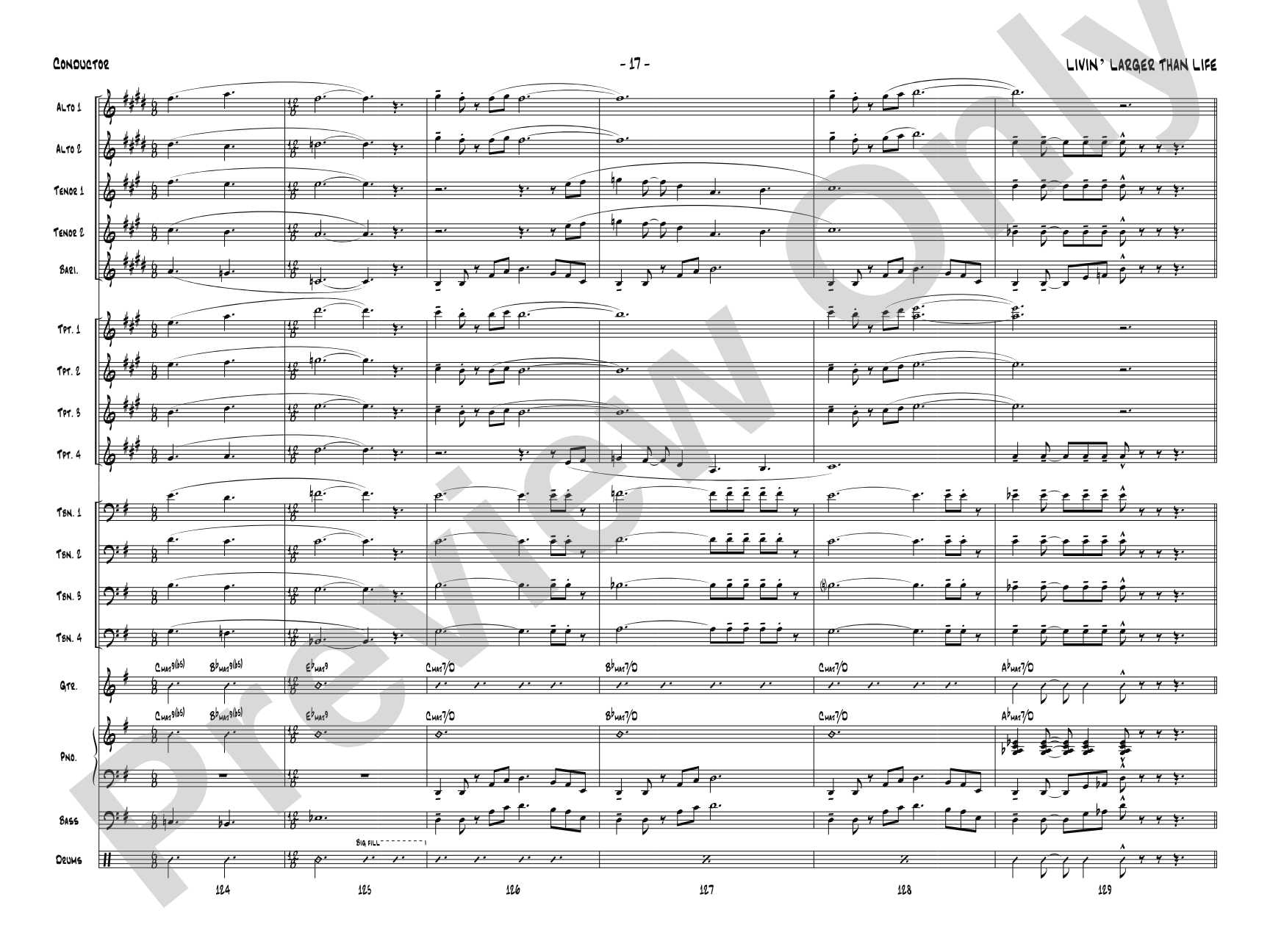 Livin' Larger Than Life: Jazz Ensemble Conductor Score & Parts