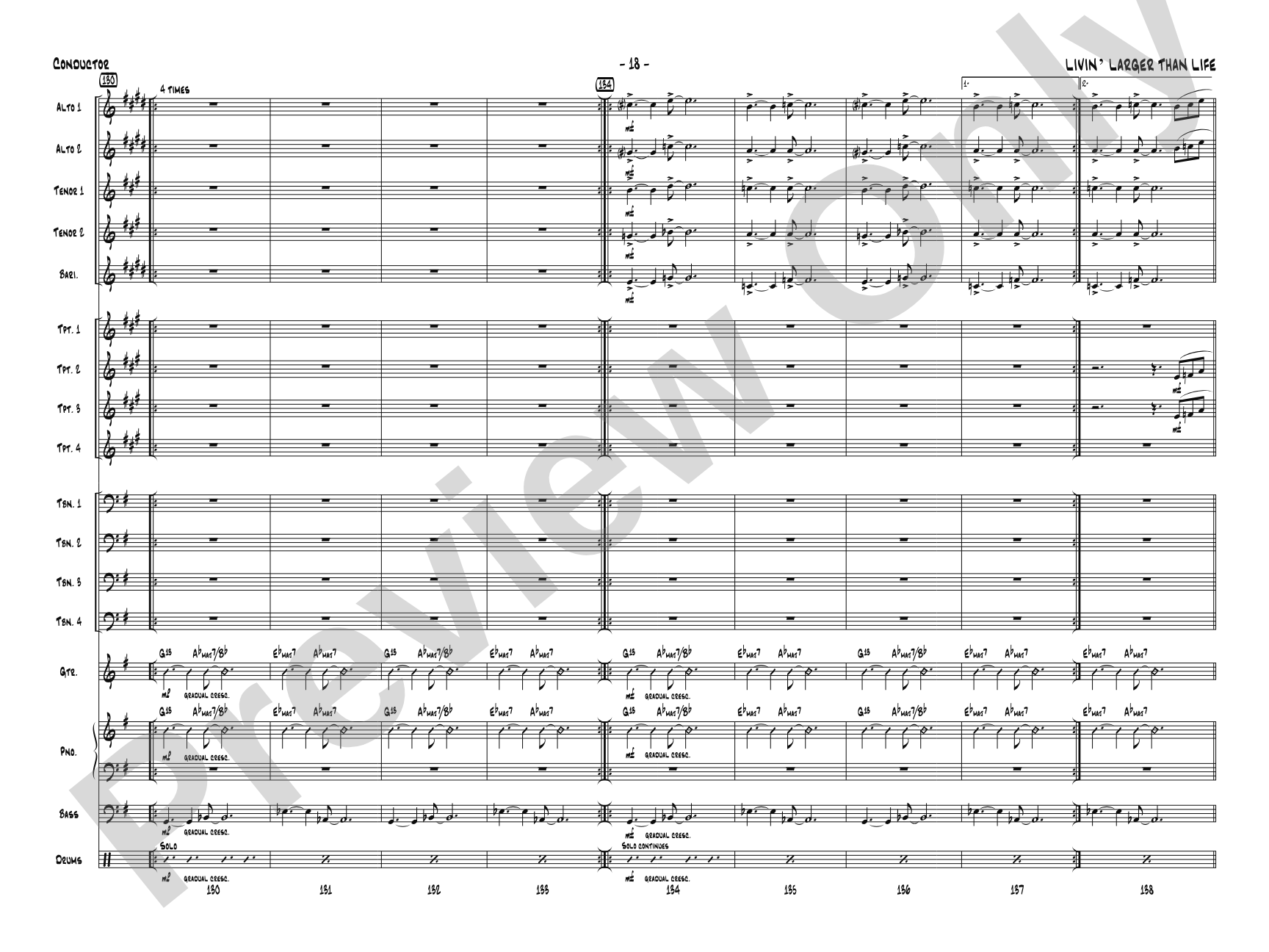 Livin' Larger Than Life: Jazz Ensemble Conductor Score & Parts