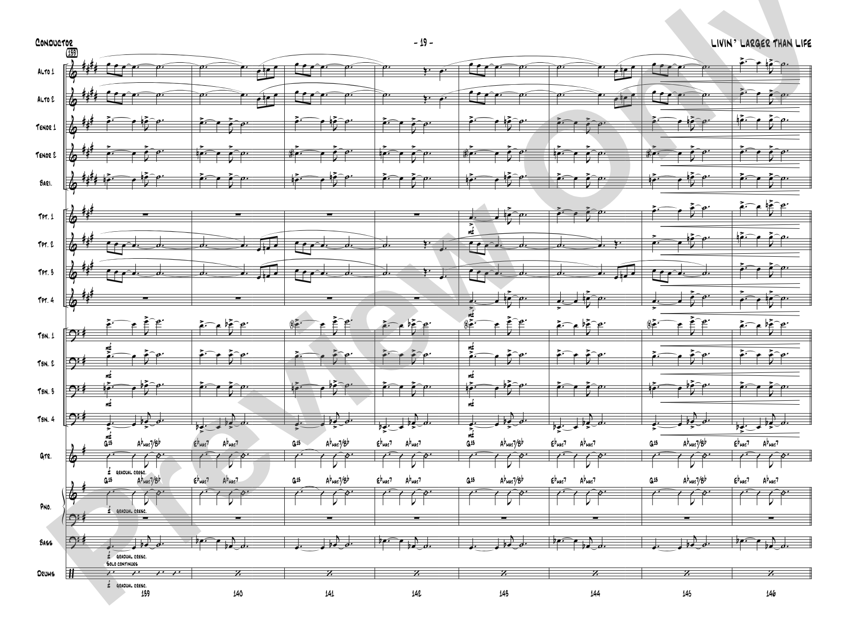 Livin' Larger Than Life: Jazz Ensemble Conductor Score & Parts