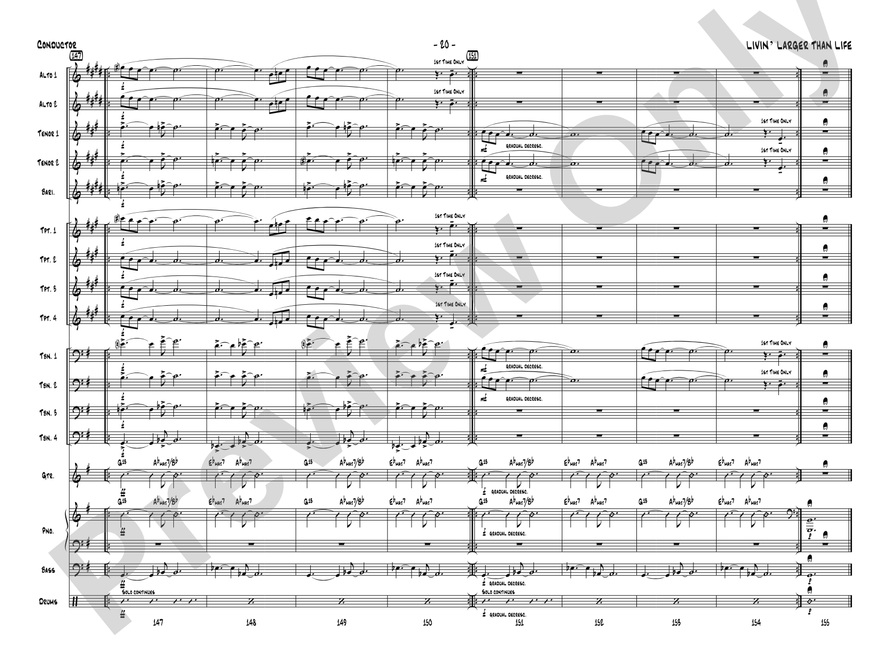 Livin' Larger Than Life: Jazz Ensemble Conductor Score & Parts