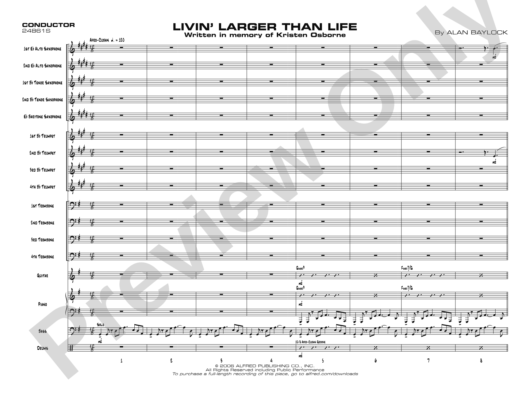 Livin' Larger Than Life: Jazz Ensemble Conductor Score & Parts