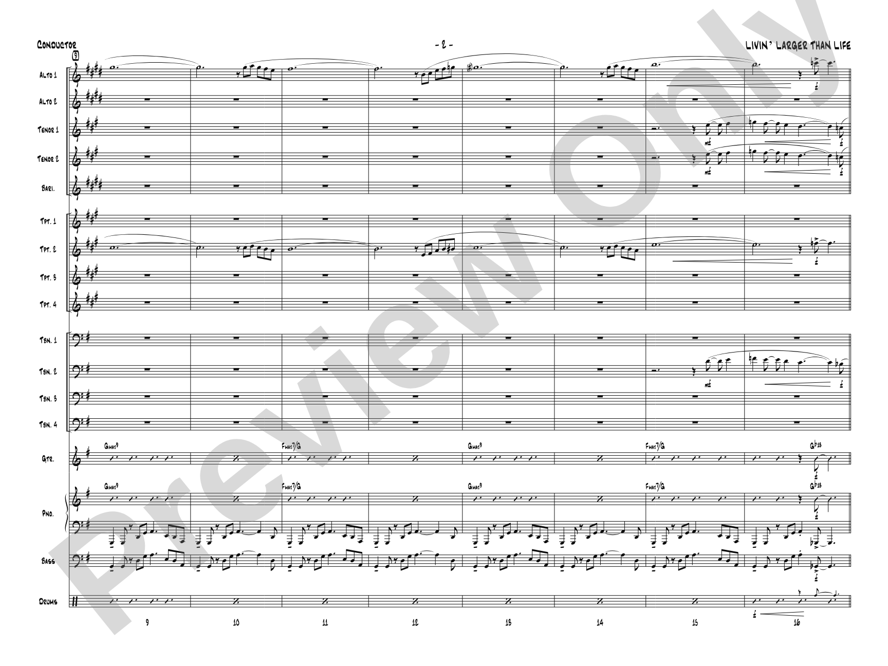Livin' Larger Than Life: Jazz Ensemble Conductor Score & Parts