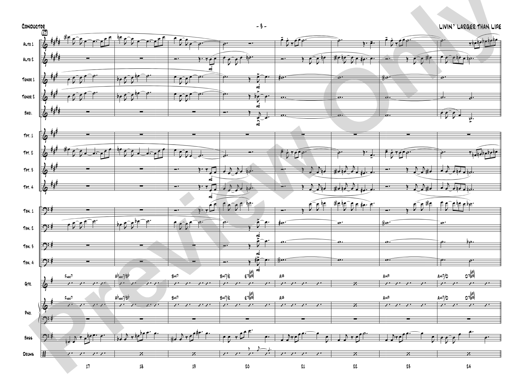Livin' Larger Than Life: Jazz Ensemble Conductor Score & Parts