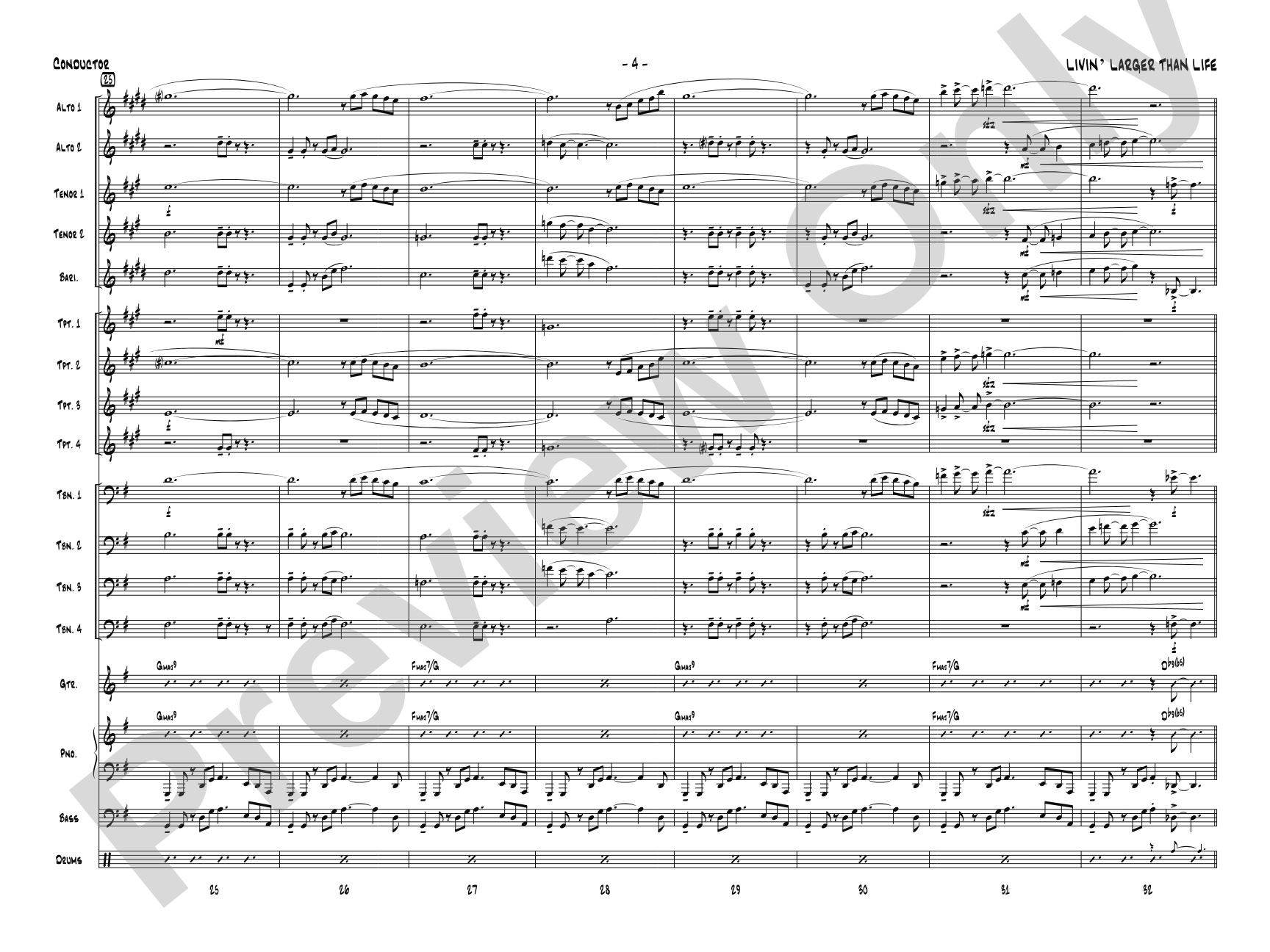 Livin' Larger Than Life: Jazz Ensemble Conductor Score & Parts