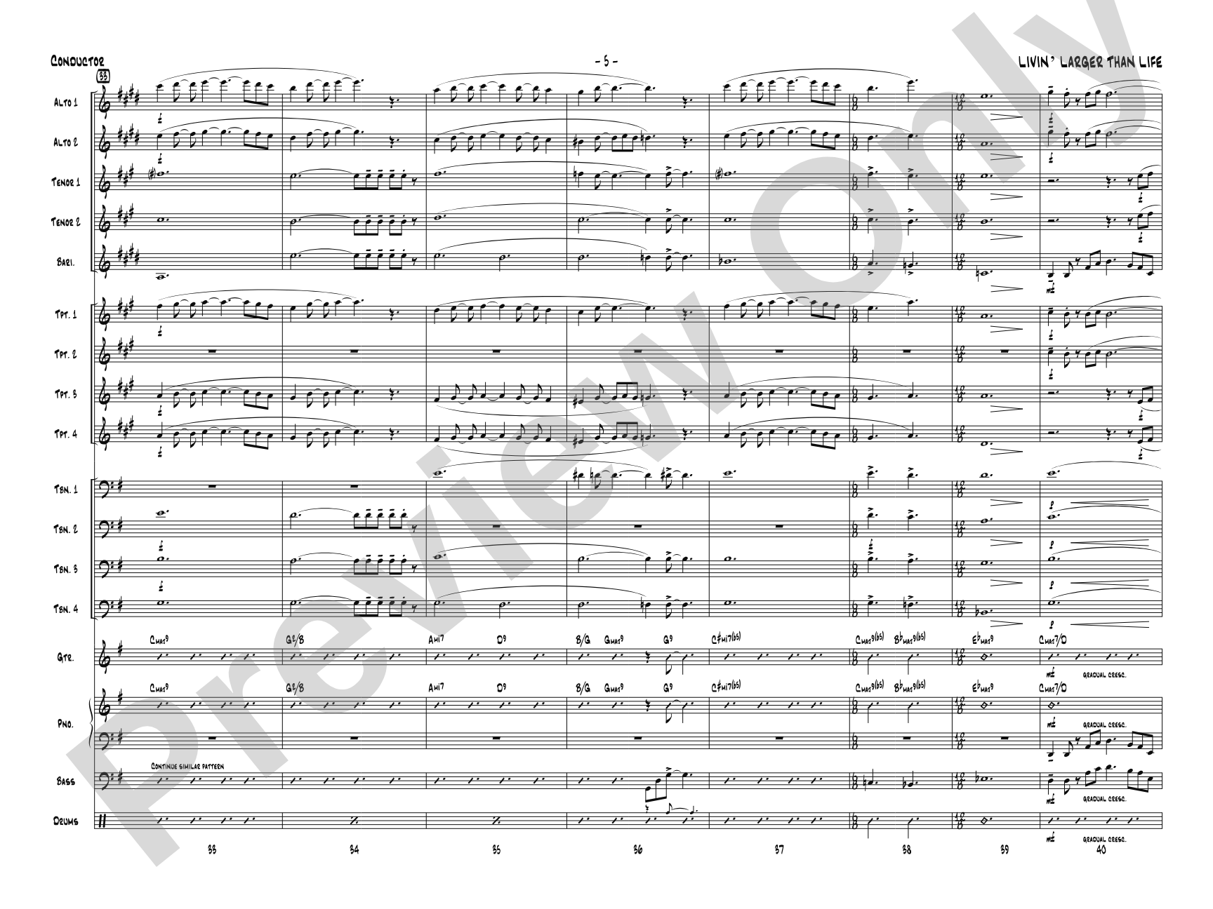 Livin' Larger Than Life: Jazz Ensemble Conductor Score & Parts