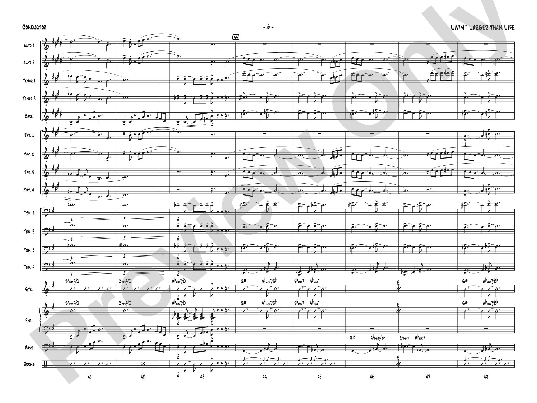 Livin' Larger Than Life: Jazz Ensemble Conductor Score & Parts