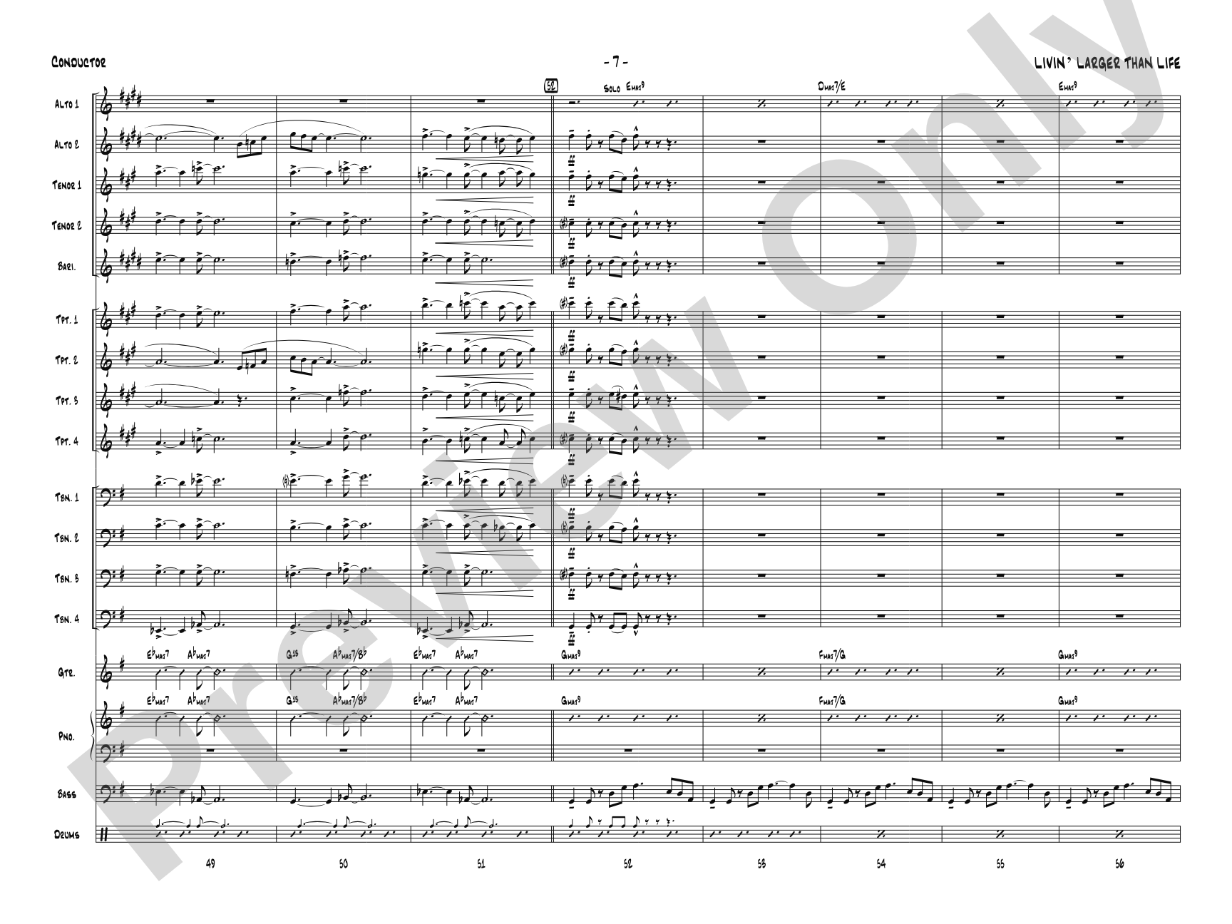 Livin' Larger Than Life: Jazz Ensemble Conductor Score & Parts