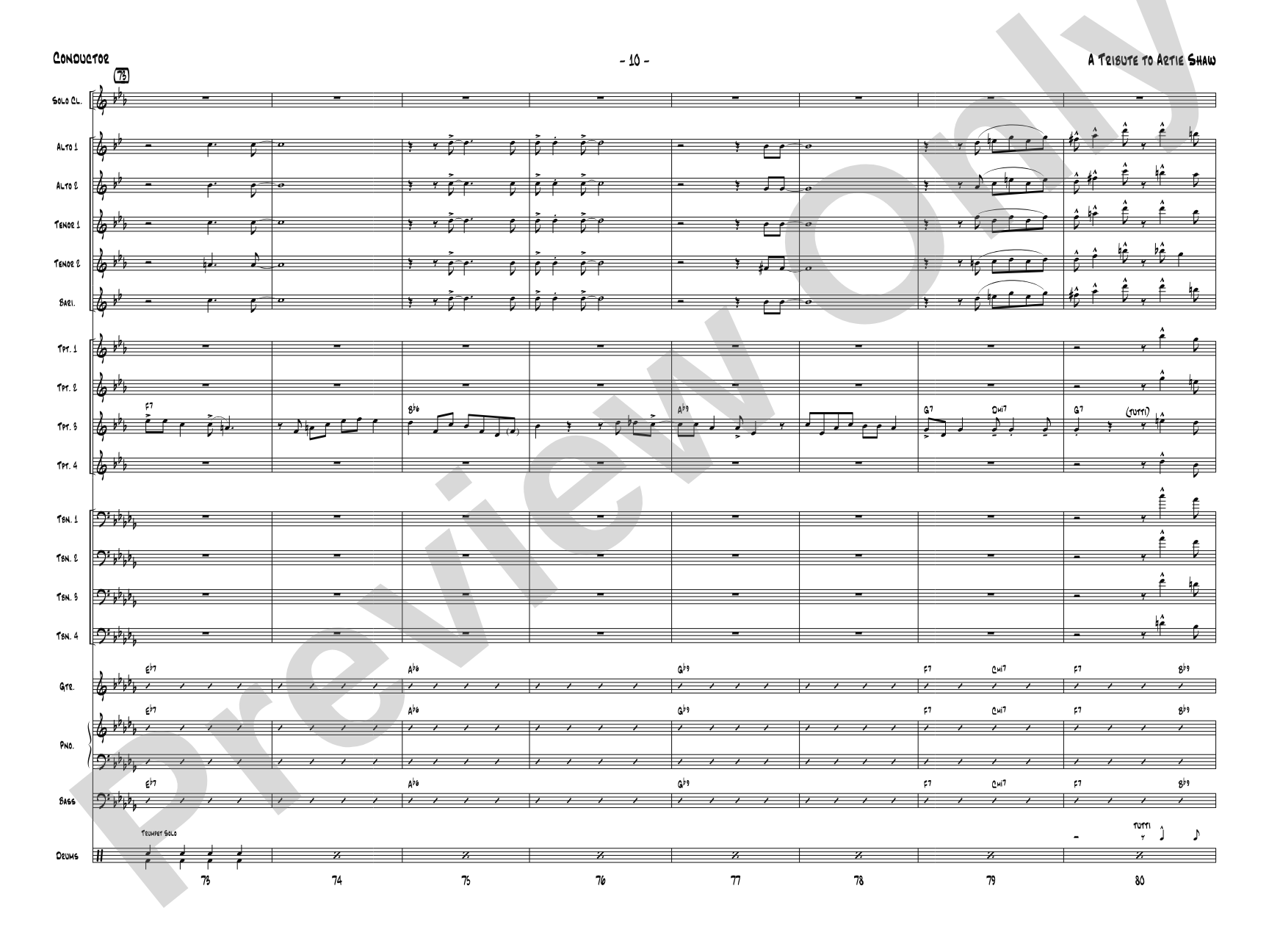 A Tribute to Artie Shaw: Jazz Ensemble Conductor Score & Parts