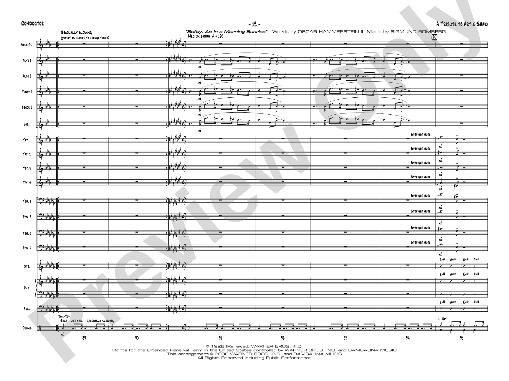 A Tribute to Artie Shaw: Jazz Ensemble Conductor Score & Parts
