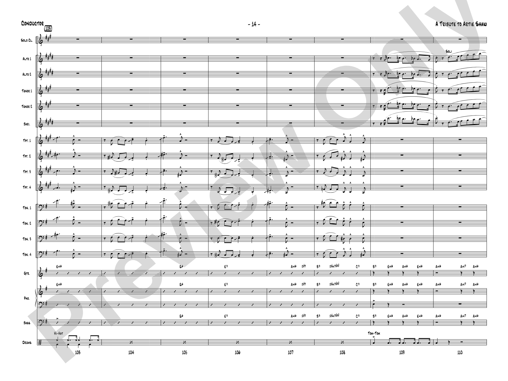 A Tribute to Artie Shaw: Jazz Ensemble Conductor Score & Parts