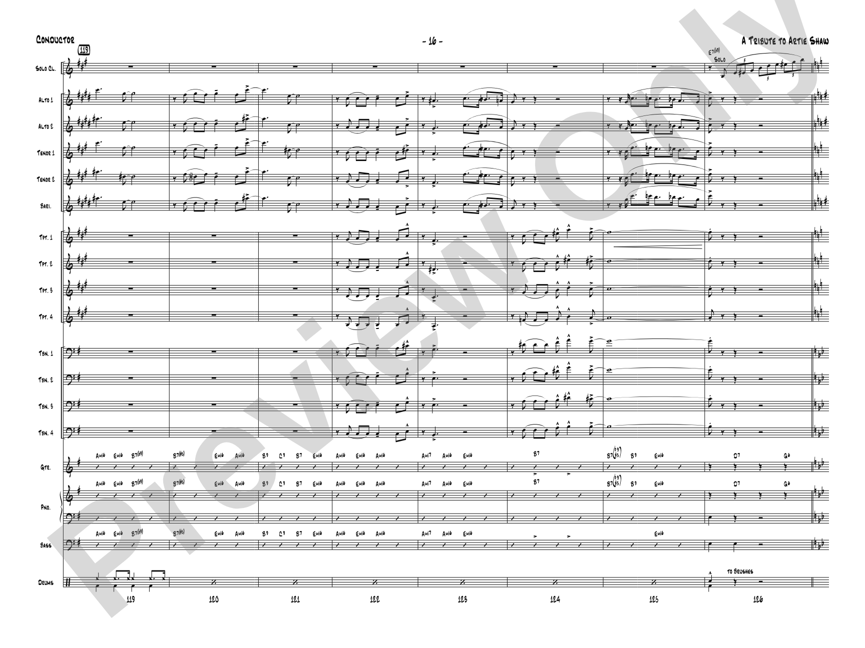 A Tribute to Artie Shaw: Jazz Ensemble Conductor Score & Parts